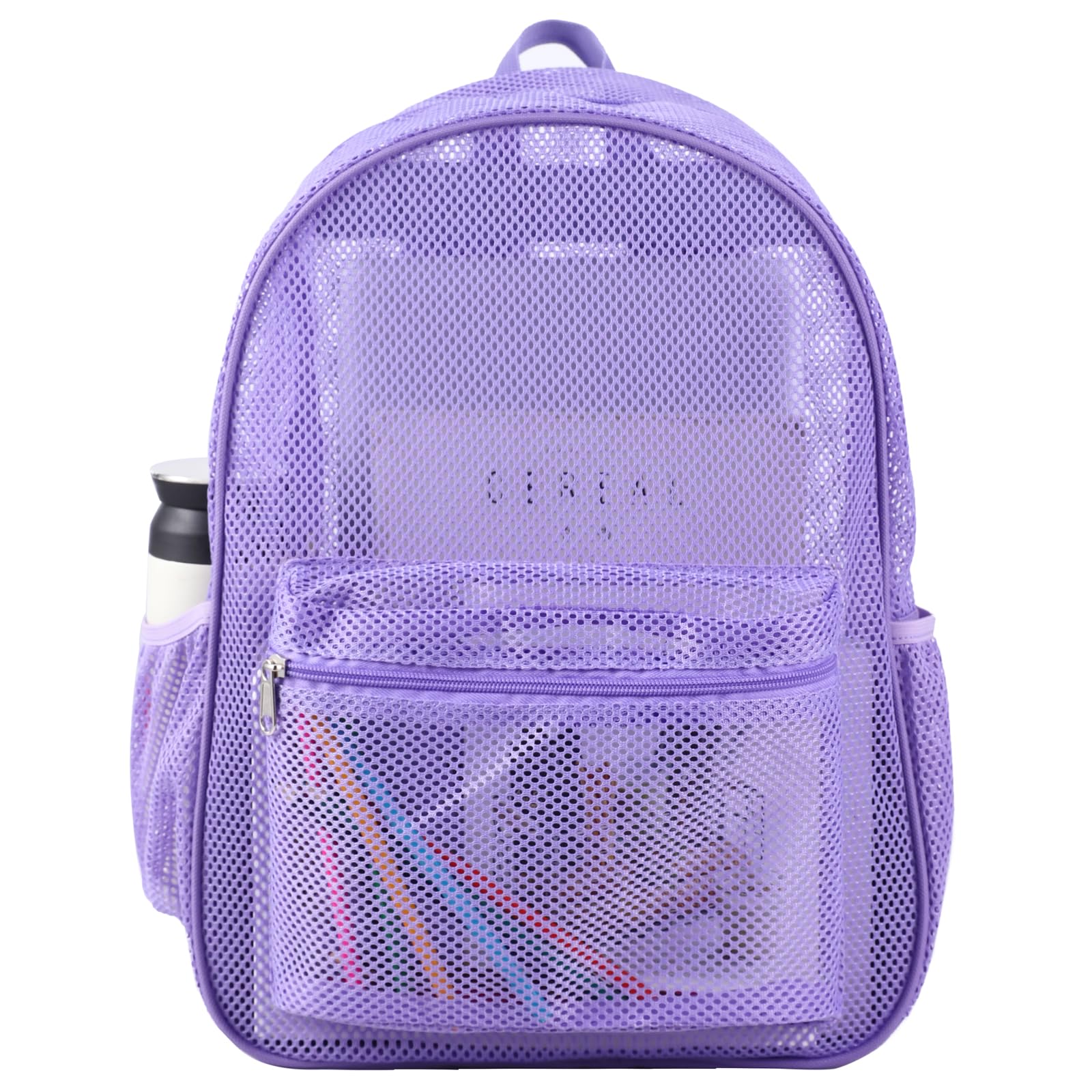 COVAX Heavy Duty Mesh Backpack, See Through College Backpack with Padded Shoulder Straps for Commuting, Swimming, Travel, Beach, Outdoor Sports (Purple)