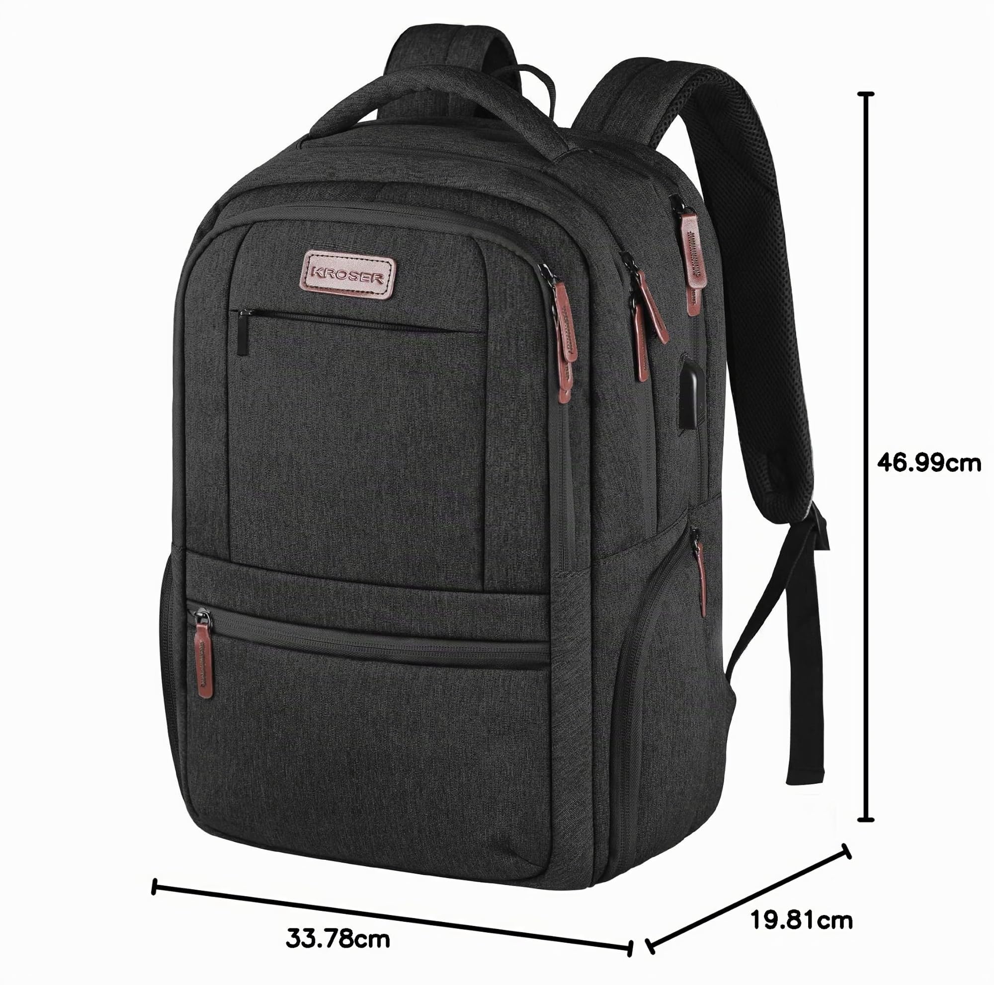 KROSER Sac à dos pour ordinateur portable 17,3" Antivol Voyage Affaires Université
