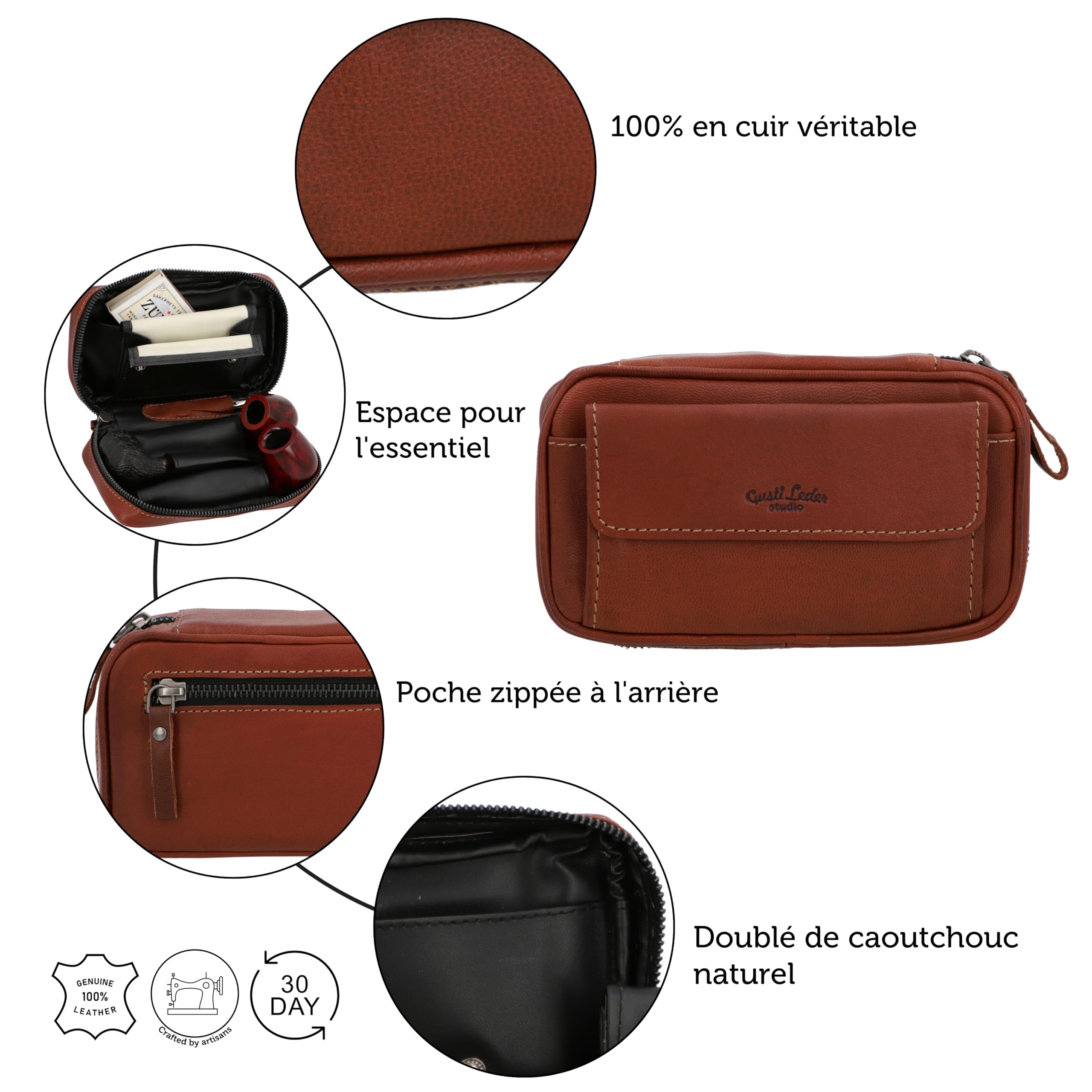 Cuir Studio Craig Pochette à Tabac Blague à Tabac étui à Tabac Sacoche