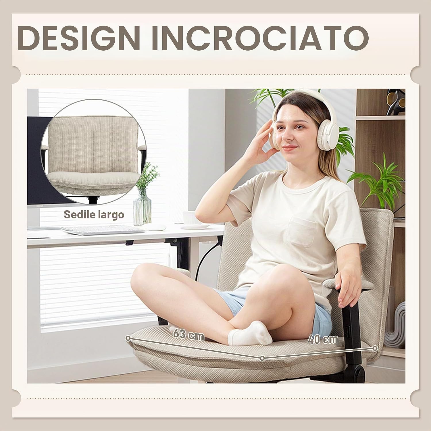 Image demonstrating the foldable armrests of the HOMCOM office chair, showing it in use and stored under a desk