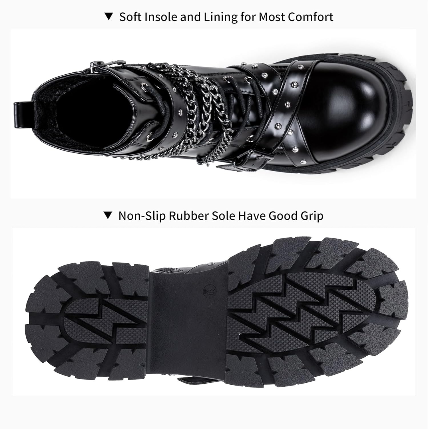 Jeossy Women's 9620 Chelsea Combat Boots, Platform Ankle Boots Chunky Heel, Fashion Lug Sole Slip on Booties with Elastic Band - Image 5