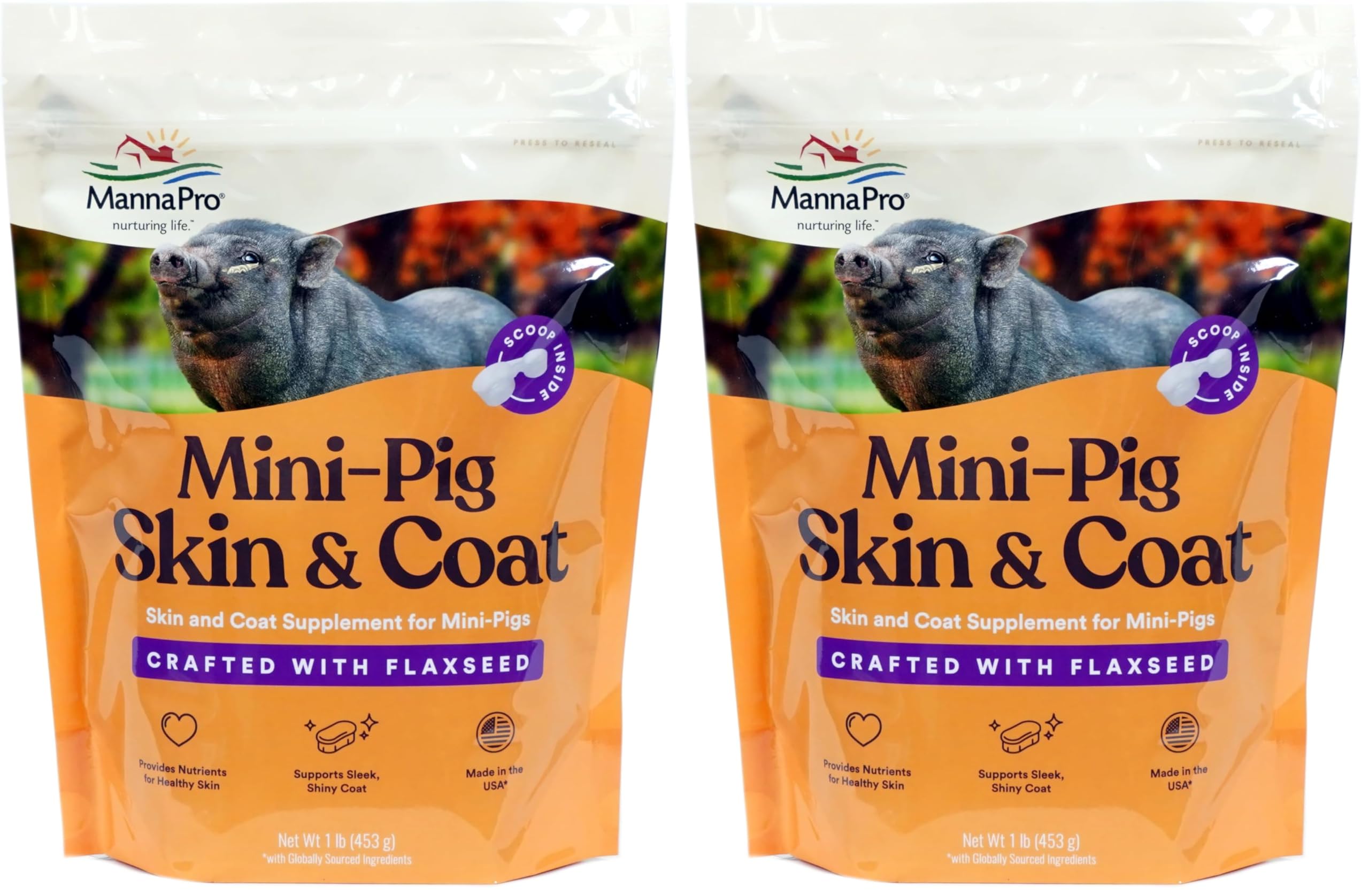 Manna Pro Mini-Pig Skin and Coat Supplement | Skin and Coat Supplement for Mini-Pigs | Provides Nutrients to Support Skin & Coat Health and Appearance | 1 lb (Pack of 2)