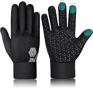 Kid Winter Running Glove Touchscreen - Boy Warm Gloves Touch Screen Lightweight Riding Thermal Gloves Weather Cold Youth Windproof Athletic Gloves Black Children Sports Gloves for Hiking Biking