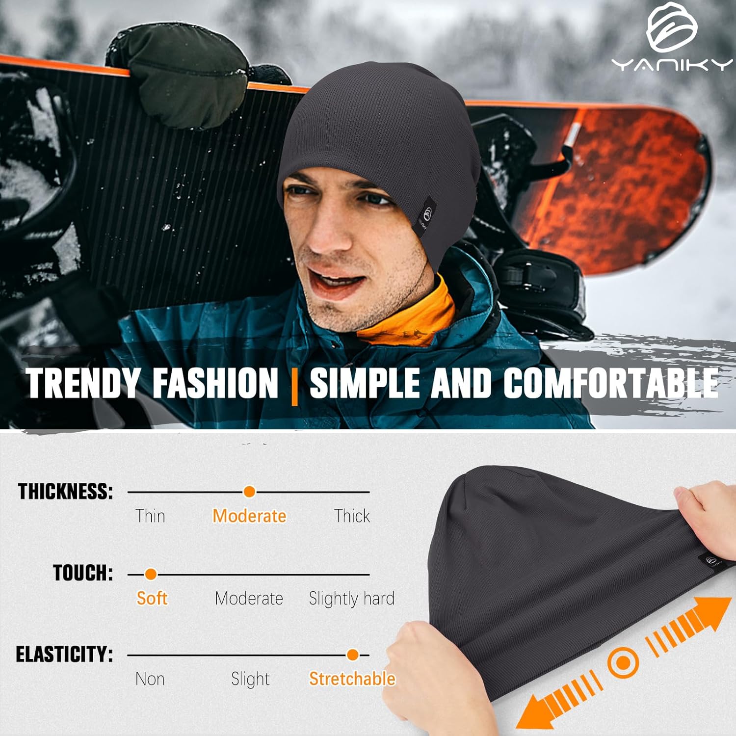 Slouchy Beanie for Women, Mens Soft Cotton Beanie Hat, Double Layer Windproof Skull Cap for All Seasons - Image 4