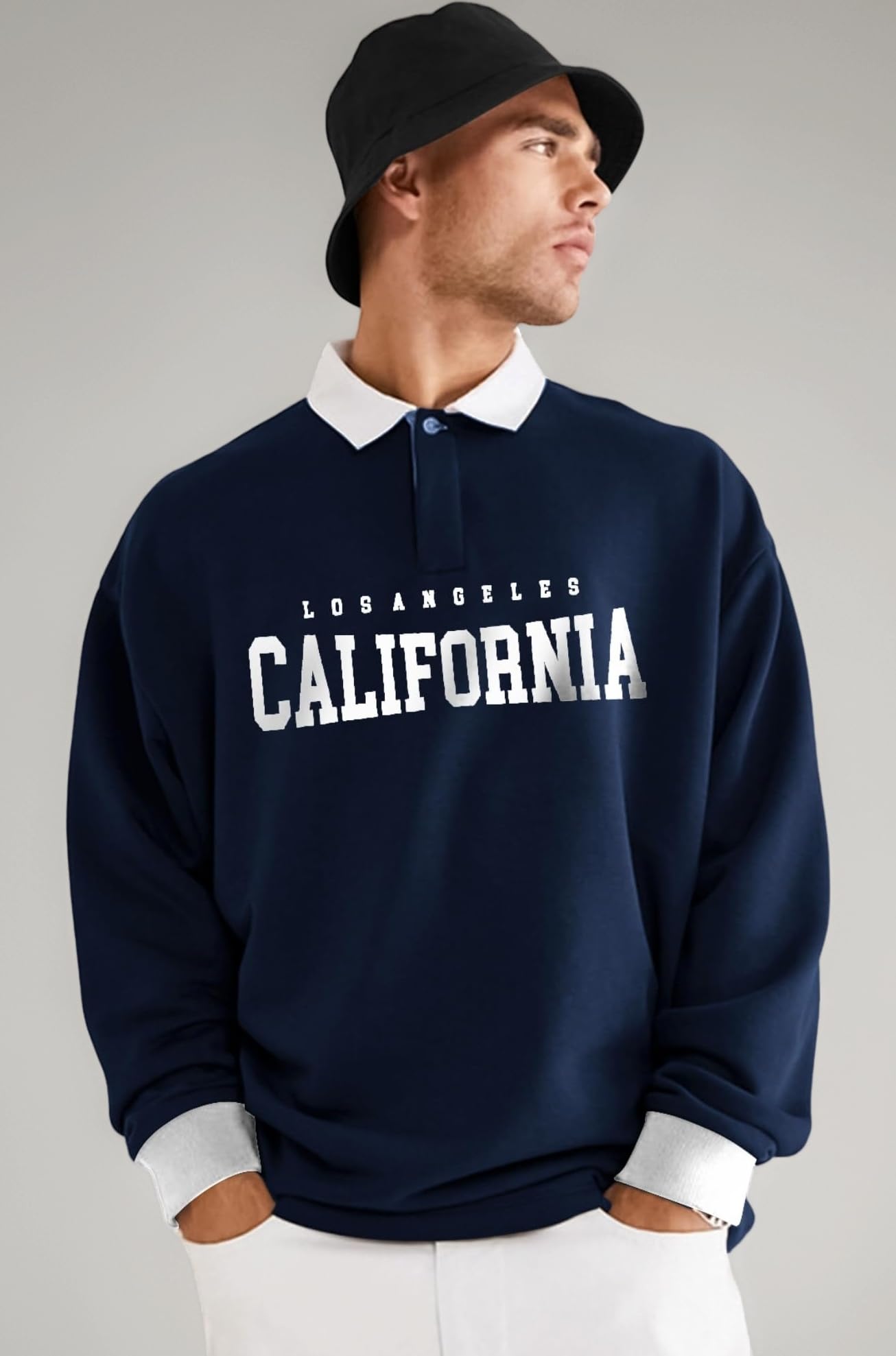 Jump Cuts Mens Printed Polo Neck Full Sleeve Black Cottonblend T-Shirt