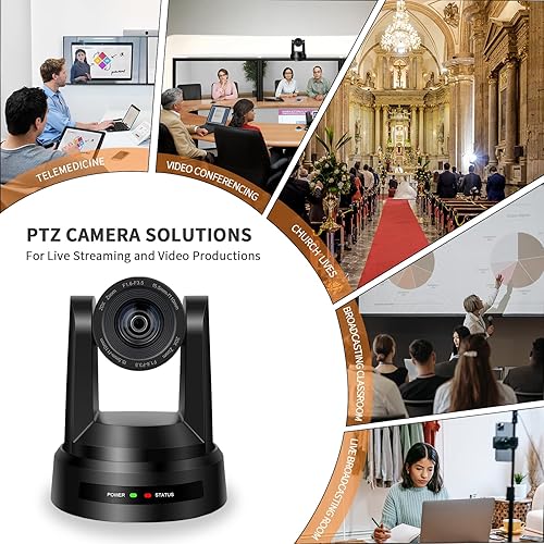 Miniatura 7 de Cámara PTZ 4K, seguimiento automático AI USB3.0/3G-SDI/LAN HDMI PTZ Cámara 20X óptico +16X zoom digital con PoE transmisión en vivo para adoración