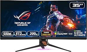 ASUS ROG PG35VQ - Ecran PC gaming eSport 35" UWQHD - Dalle VA incurvée - 21:9 - 200Hz - 3440x1440 - 1000cd/m² - Display Port, HDMI et2x USB3.0 - Nvidia G-Sync Ultimate - AuraSync - Display HDR 1000