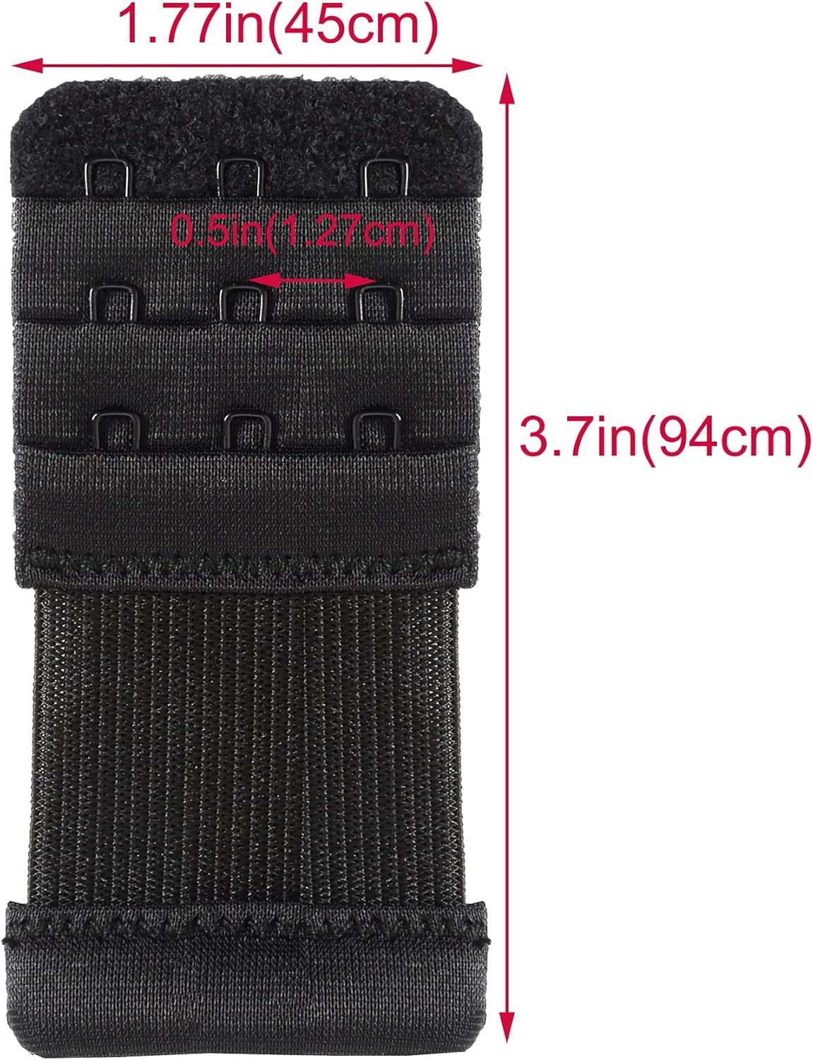 Bigqin 15 stuks beha-verlengingen, elastische haakriem met 3 rijen, 2 haken, 3 haken, 4 haken, zwart/wit/huidskleur/rood/blauw, 4 Crochets 19mm Espacement