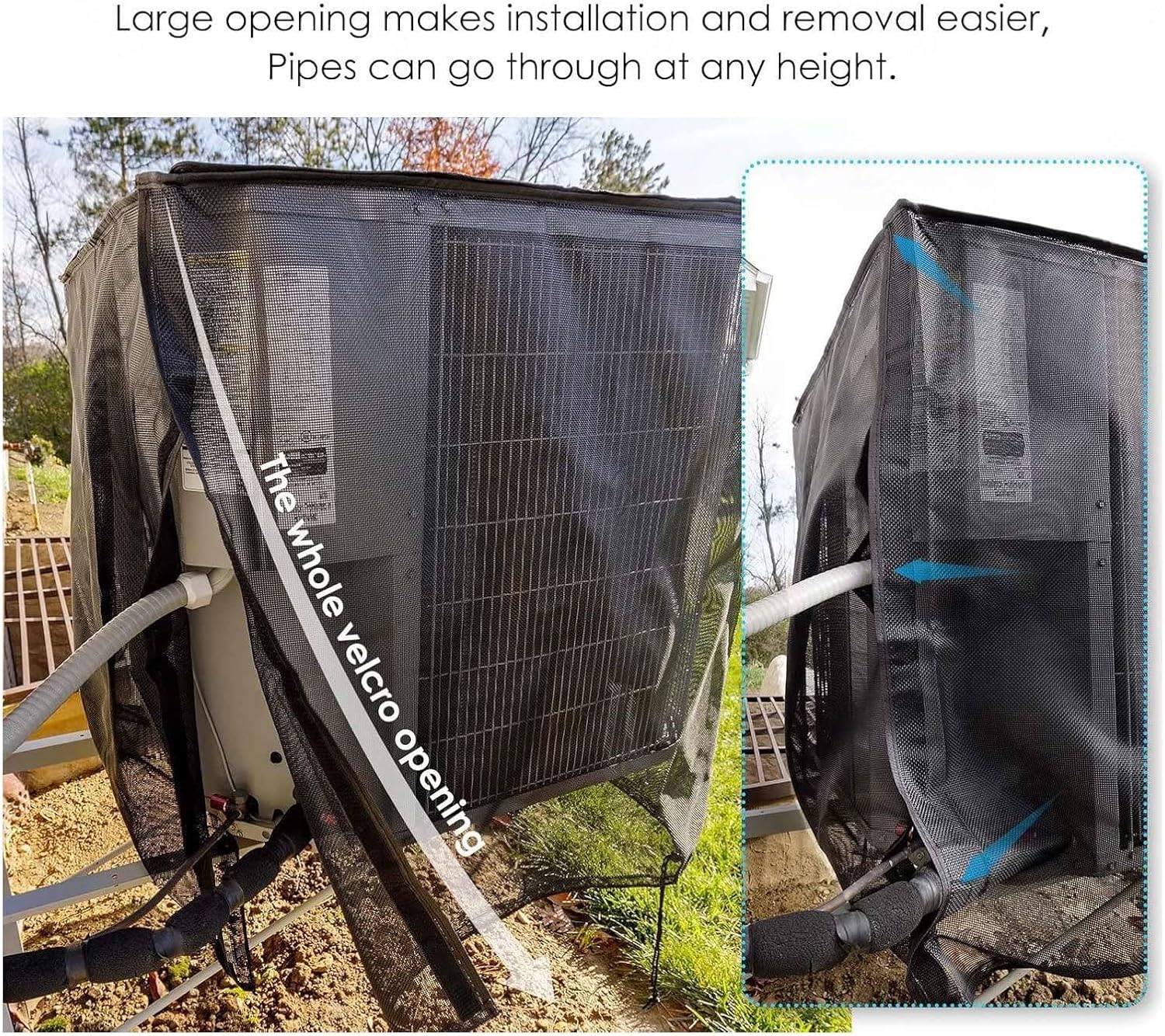 エアコンかばー 室外機カバー オールシーズン対応 , 室外機用遮熱シート 取り外し可能な防水キャノピー付き 落ち葉、雑草、ポプラの糸