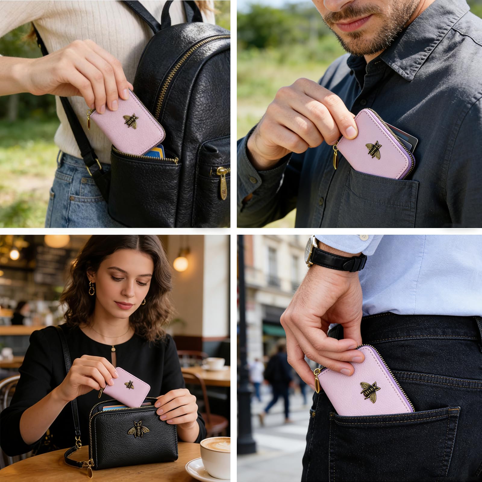 Kartenhalter Geldbörse Klein Kreditkartenetui mit 9 Kartenfächern und 2 Geldfächern, RFID Schutz Damen Geldbörse Wallet für Reisen und den Täglichen Gebrauch (A)