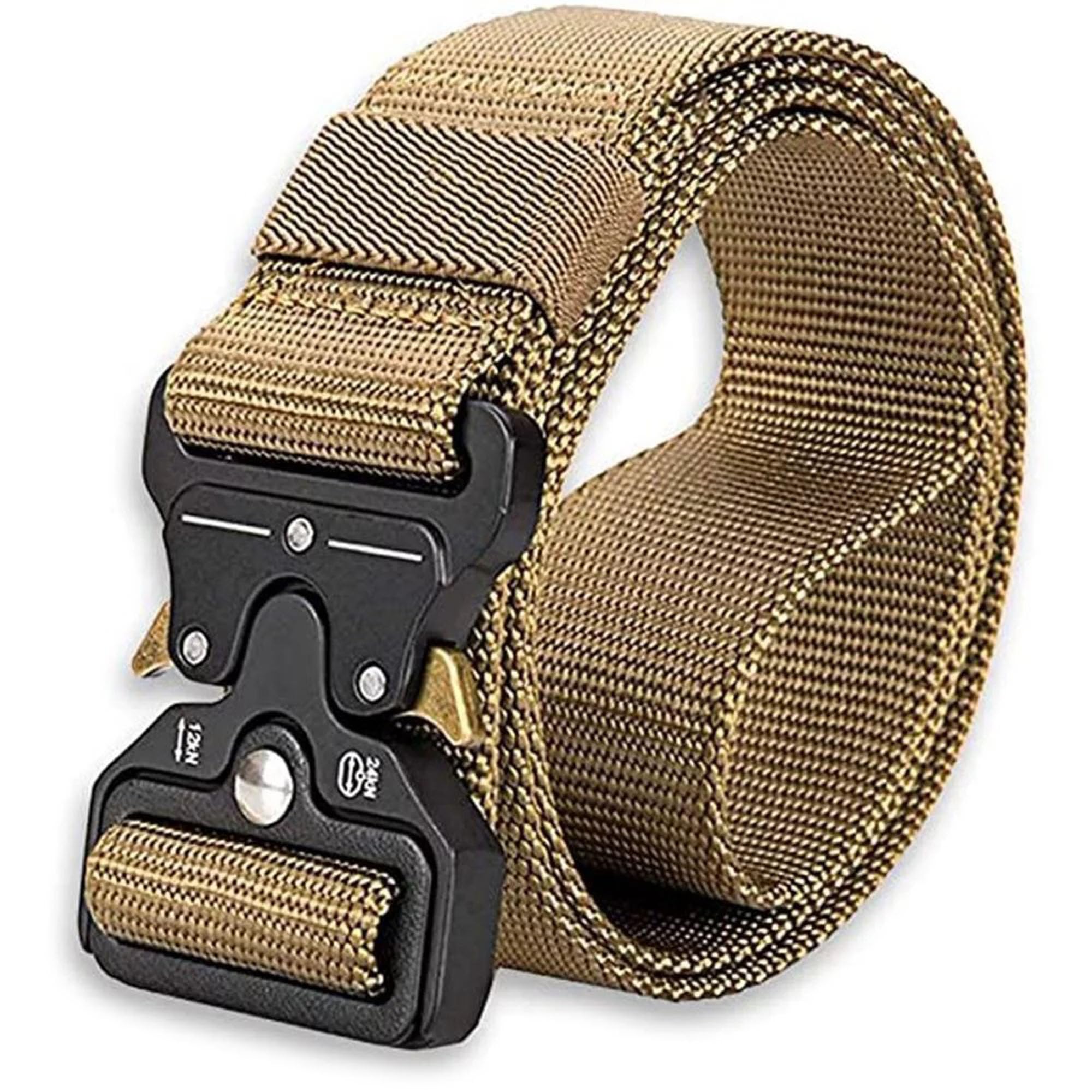 Q&Q ESSENTIALS Mens Tactical Belt Nylon Hunting Belts Hiking Belt for Men with Quick Release Belt, Khaki, 38"-42"