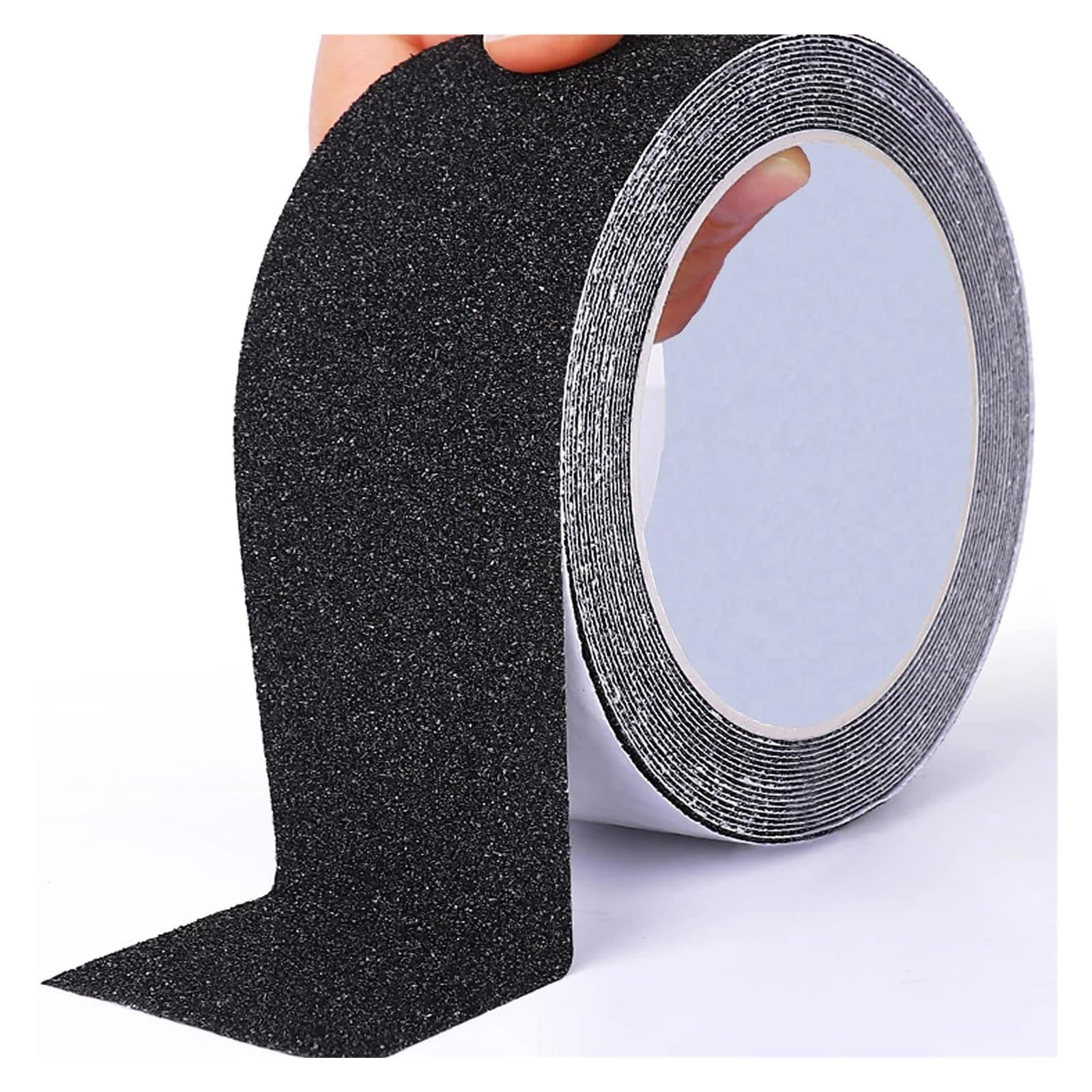 Cinta de peligro,Cinta antideslizante, Cinta de tracción antideslizante negra for exteriores, impermeable, de PVC, antideslizante, for usar en pasarelas, escaleras, rampas y terrazas(10cm)
