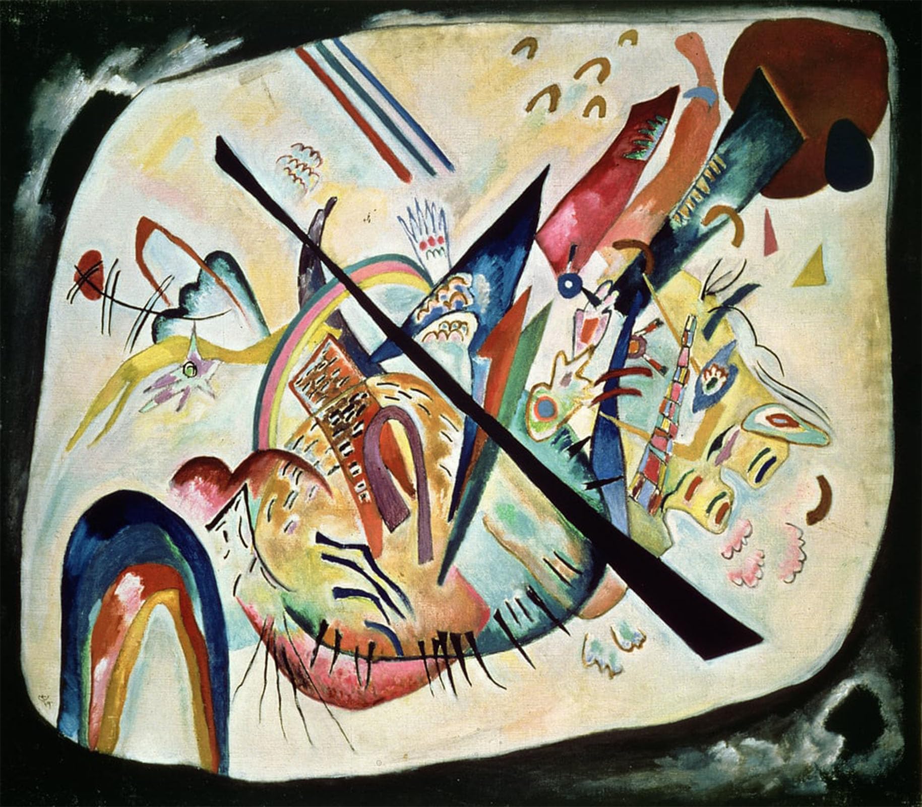 Tableau Kandinsky White Oval impression sur toile 60x90cm