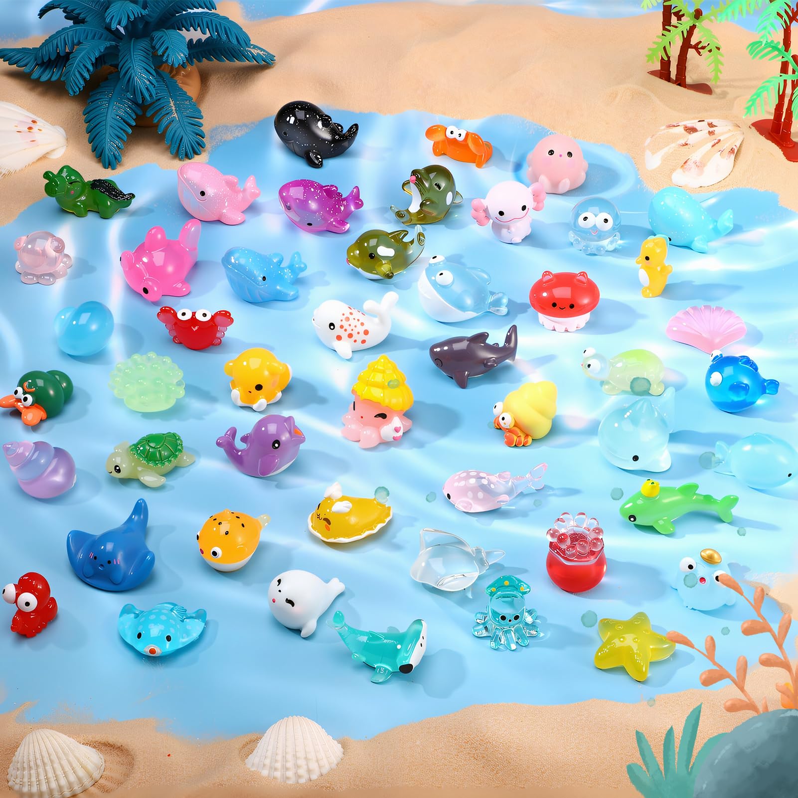 GSrenyu 48Pcs Mini Ocean Resin Animals,48 Styles Tiny Sea Animals Miniature Little Small Resin Animal Figures Bulk for Fairy Garden Micro Landscape Aquarium Dollhouse Decor - Image 3