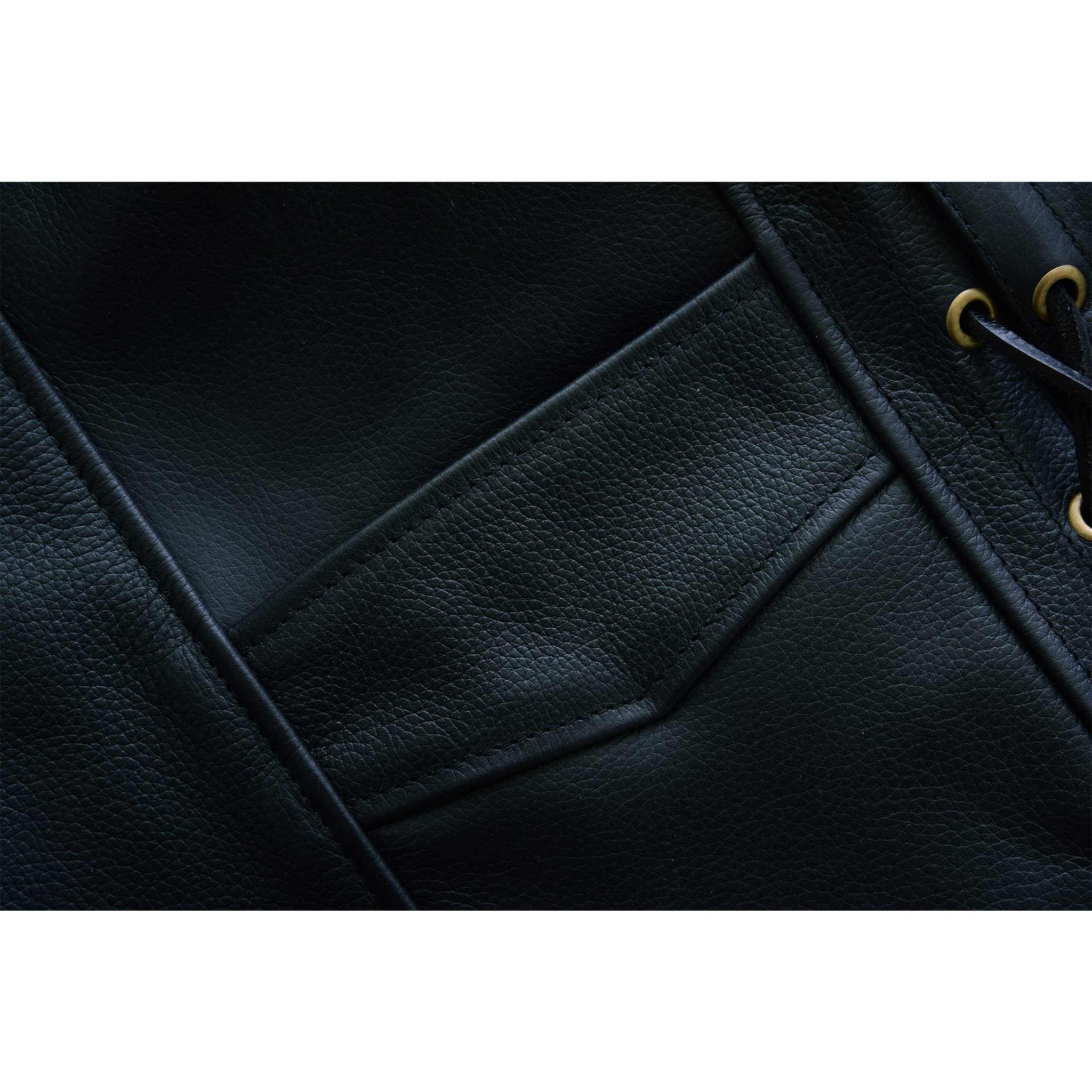 Leatherick Chaleco de cuero real para hombre con encaje lateral Estilo motero Moda casual