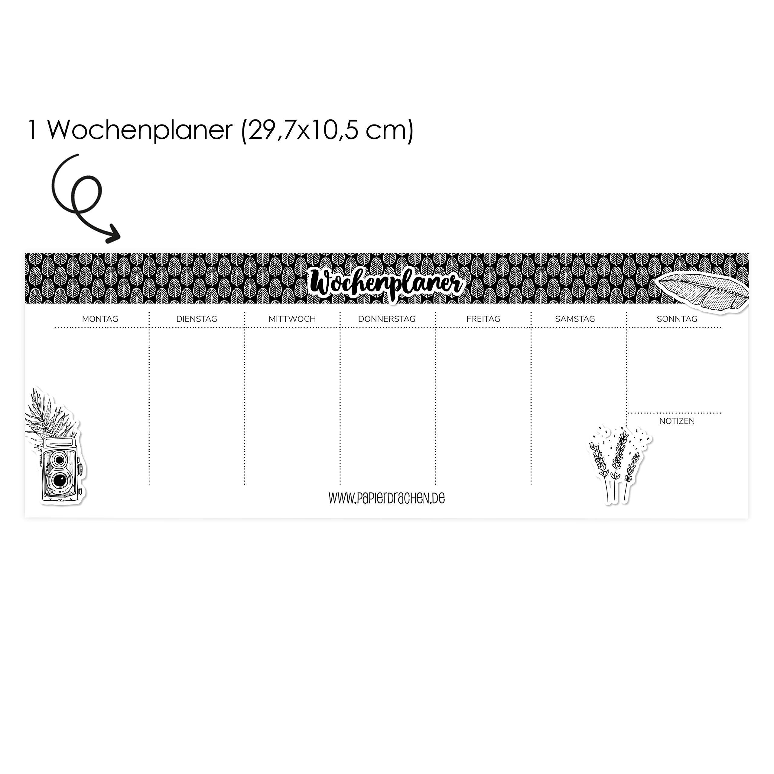 Papierdrachen 3 Writing Pads for Weekly Planner Notes and To Do List, Daily Planner Black and White, Ideal for School Work - Image 2
