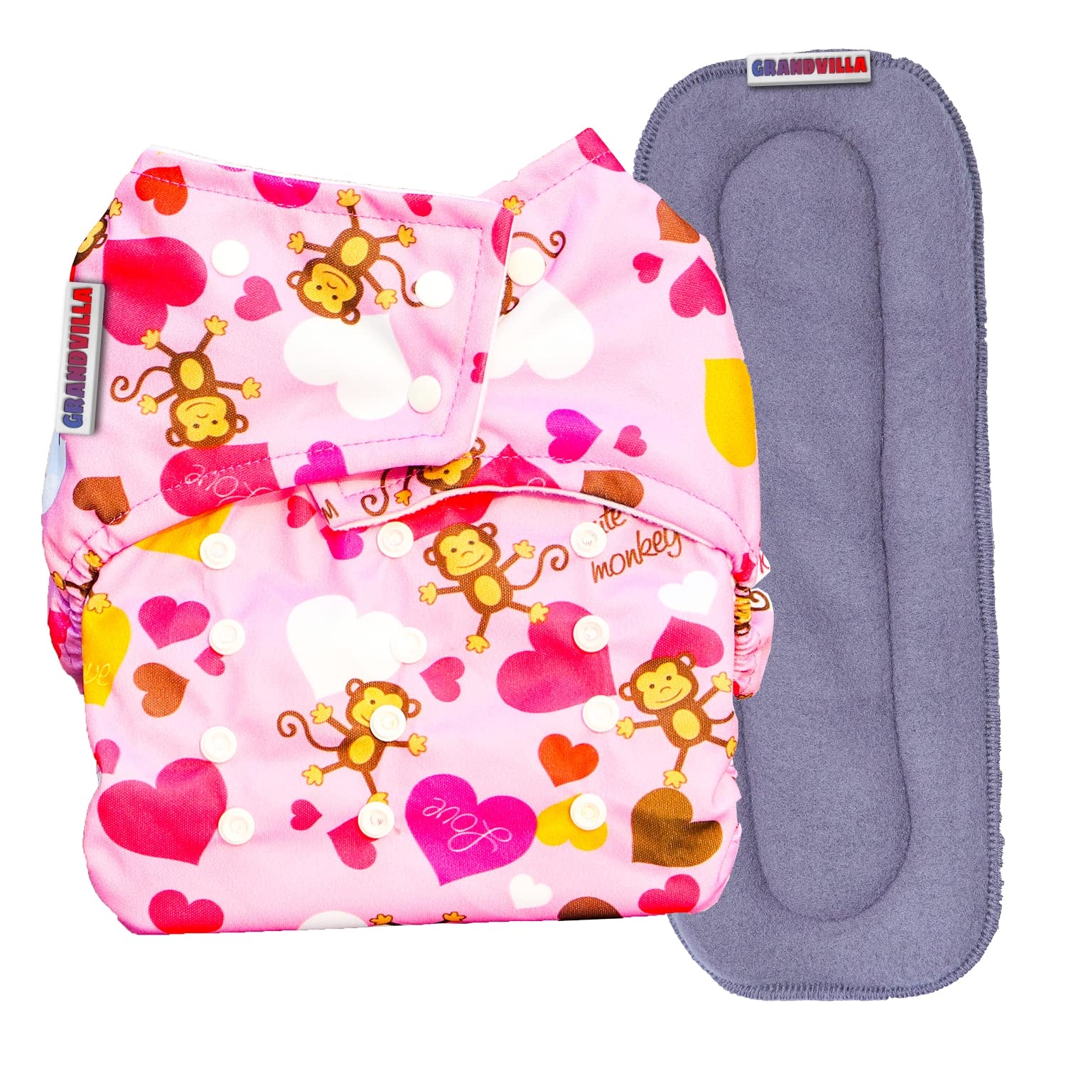 GRANDVILLA Freesize Adjustable, Washable and Reusable Cloth Diaper for babies 0-3 Years | Baby Washable Cloth Diaper Nappies with Wet-Free Inserts | Cloth Diaper for babies 0-3 Years