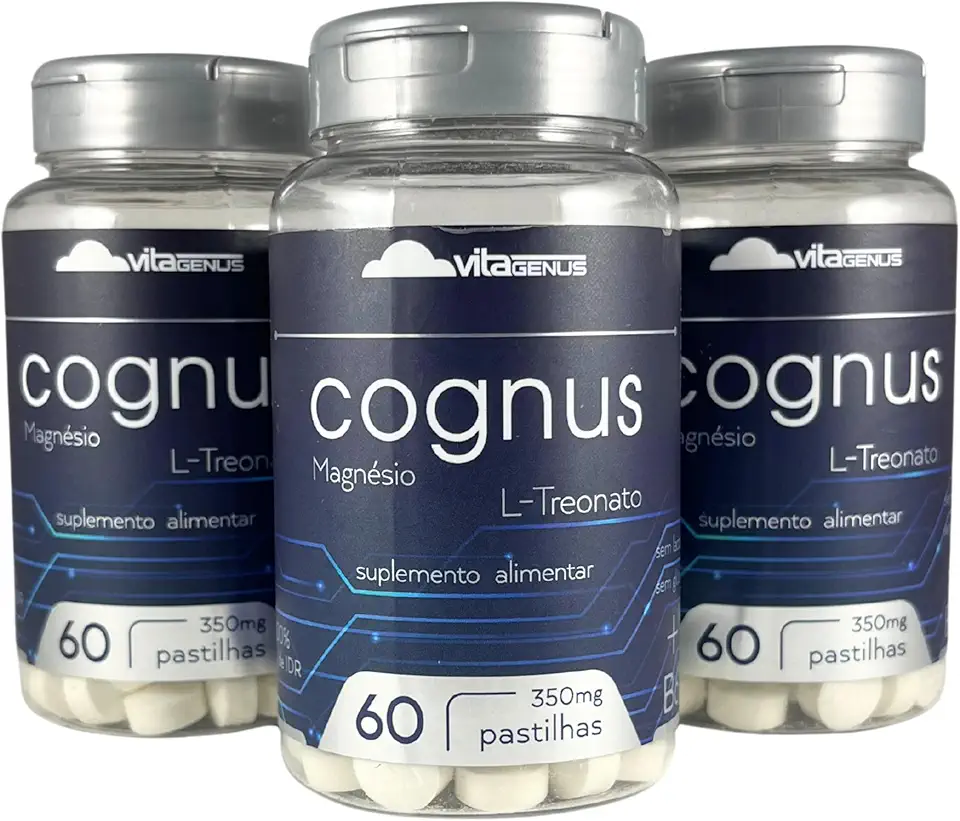 Kit 3x Magnésio L-Treonato 60 Comprimidos Magnésio Treonato Suplemento Mineral Alta Pureza VitaGenus