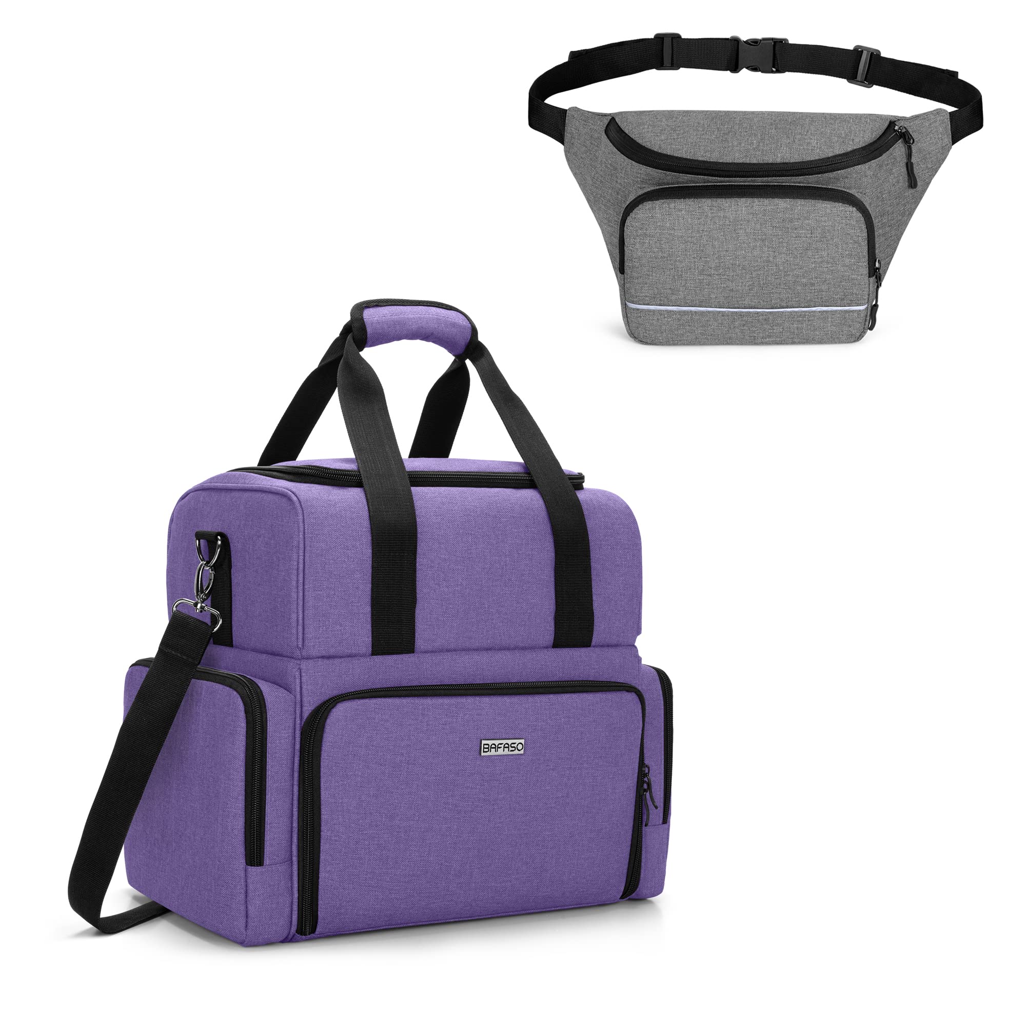 BAFASO 2 Layers Large Travel Makeup Bag with 3 Inner Removable Pouches Bundle Epipen Carrying Case