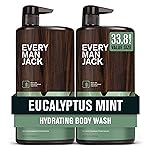 Every Man Jack Eucalyptus Mint Hydrating Mens Body Wash for All Skin Types - Cleanse, Nourish, and Hydrate Skin with Naturally Derived Ingredients - Paraben Free, Phthalate Free, Dye Free - 33.8oz
