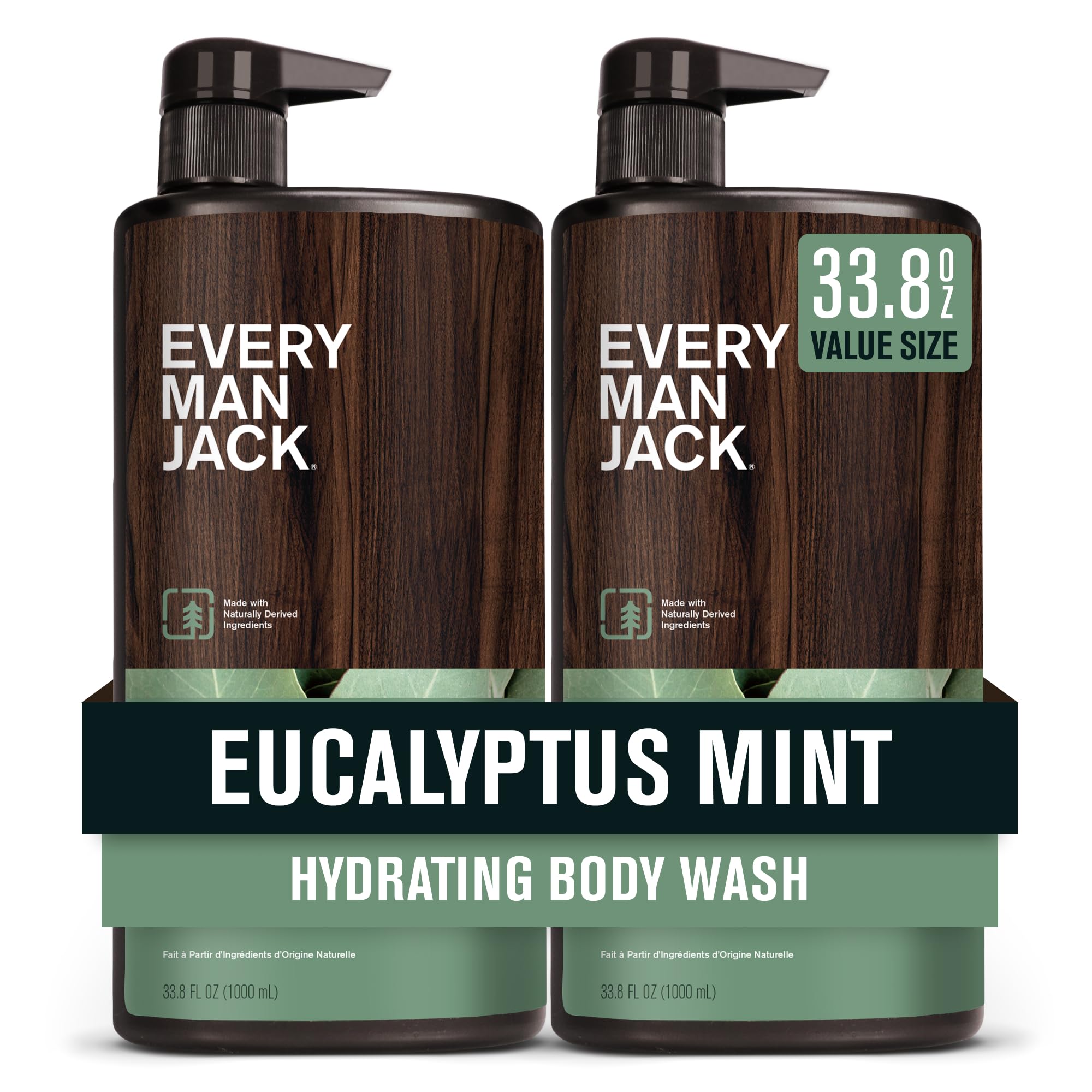 Eucalyptus Mint Hydrating Mens Body Wash for All Skin Types - Cleanse, Nourish, and Hydrate Skin with Naturally Derived Ingredients - Paraben Free, Phthalate Free, Dye Free - 33.8oz