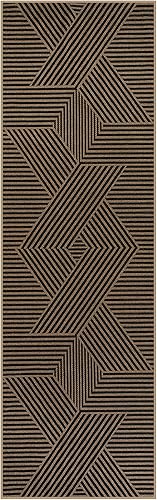 Vista 334 de Lahome Alfombra moderna de yute, de 2 x 8 pies, lavable, para entrada, granja, cocina, antideslizante, para interiores y exteriores, alfombra