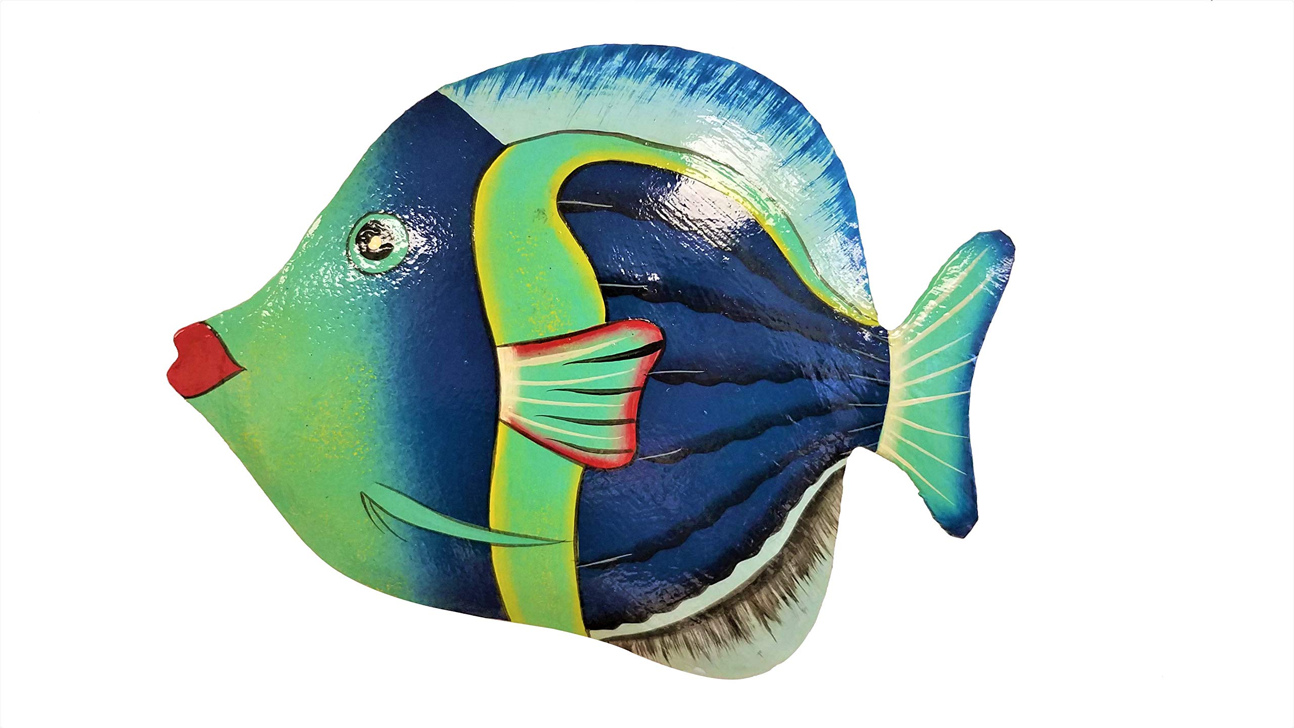 All Seas Imports Hand-chiseled and Painted Tropical Metal Art Wall Decor Fish