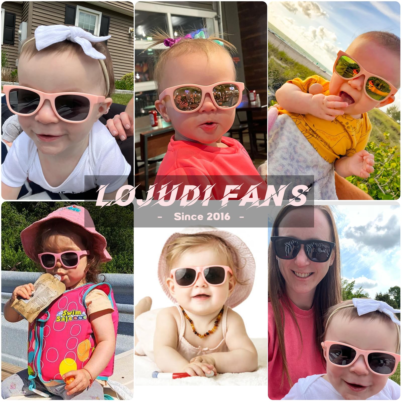 Baby Sonnenbrille Polarisierte mit Riemen Verstellbar Weicher Silikonrahmen für 0-24 Monate