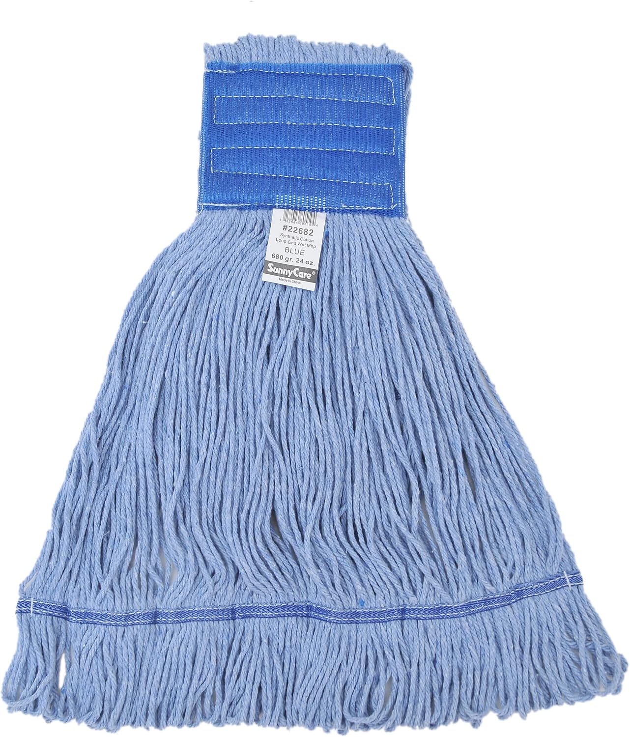 SunnyCare Looped-End Wet Mop Head Replacement, Blue, Cotton, 24 oz