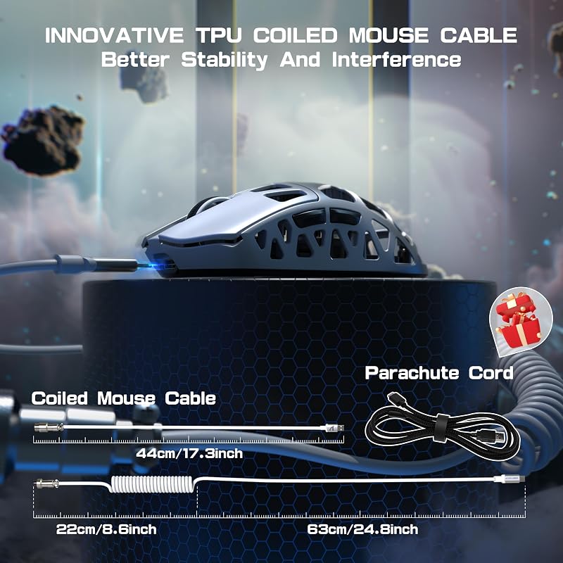 ATTACK SHARK R3PRO Szuperkönnyű Gamer Egér, 46g Magnézium Ötvözet, 8000Hz Vezeték Nélküli, 26000 DPI, Fehér, PC/Mac