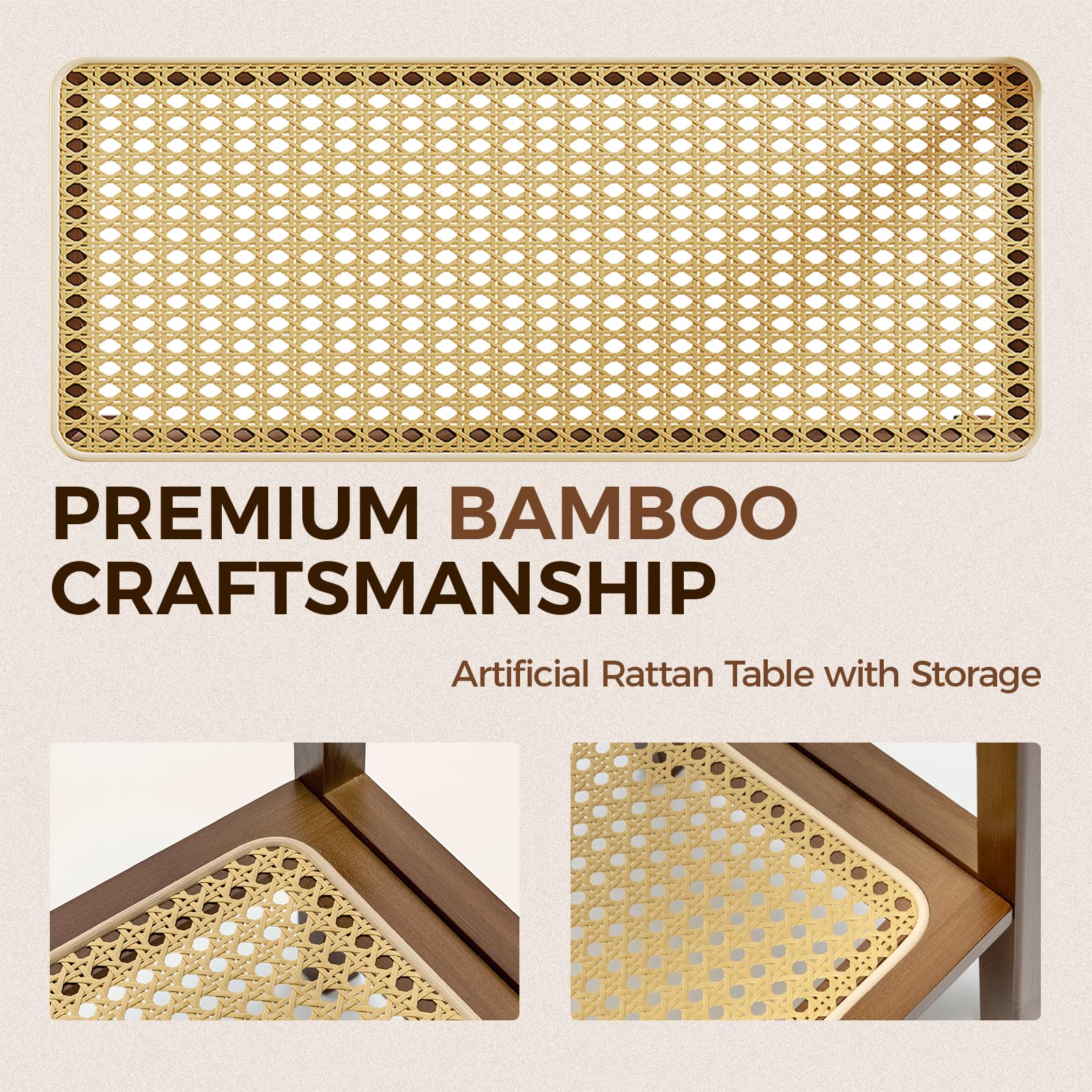 Amazon.com: Rattan Side Table Mid Century Modern End Table 3