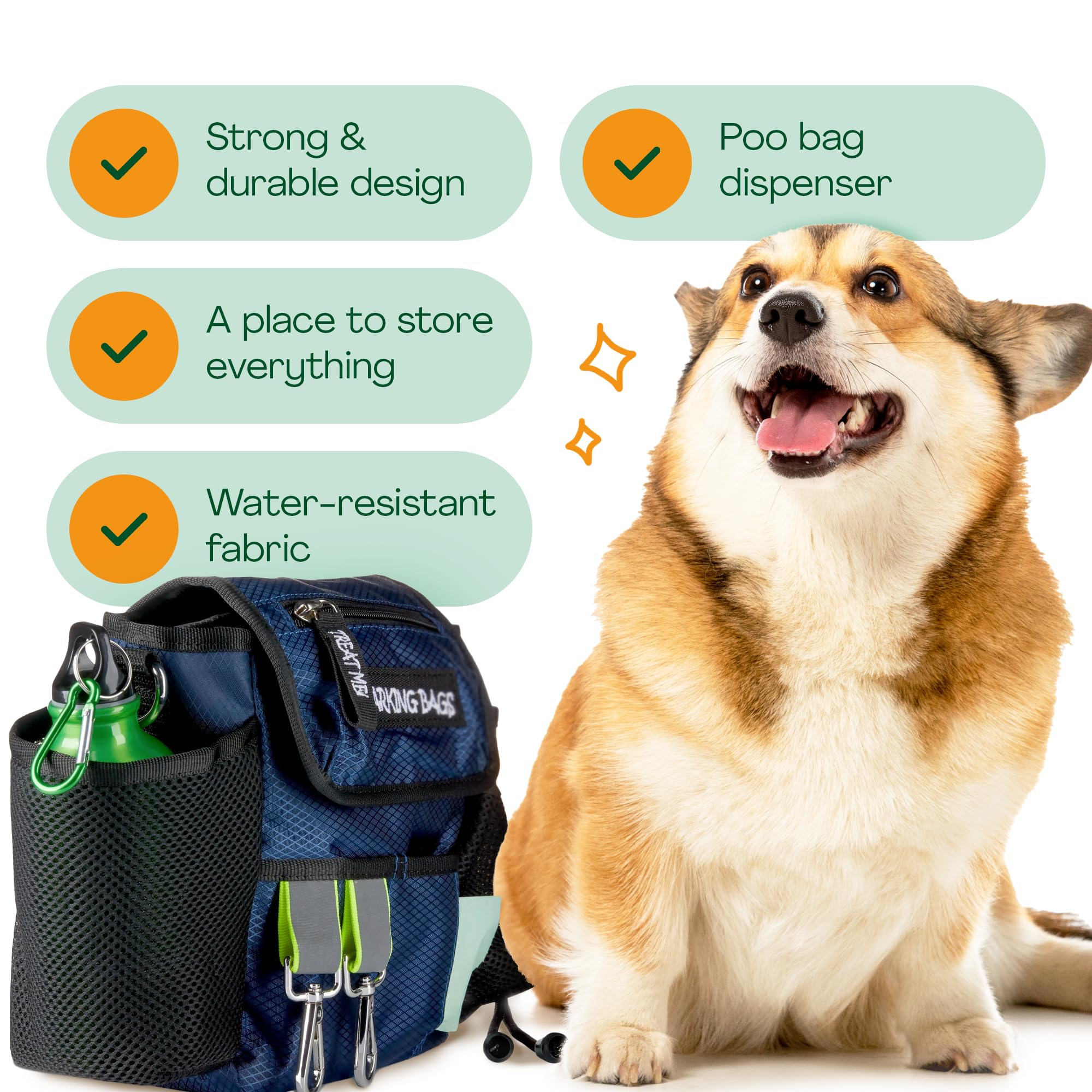 Die originale Hundetasche für Spaziergänge, bekannt aus Drachenhöhle, leichtes und praktisches Design, zum einfachen Tragen von Hundespielzeug, Hundeleckerlis, Kotbeuteln und mehr,