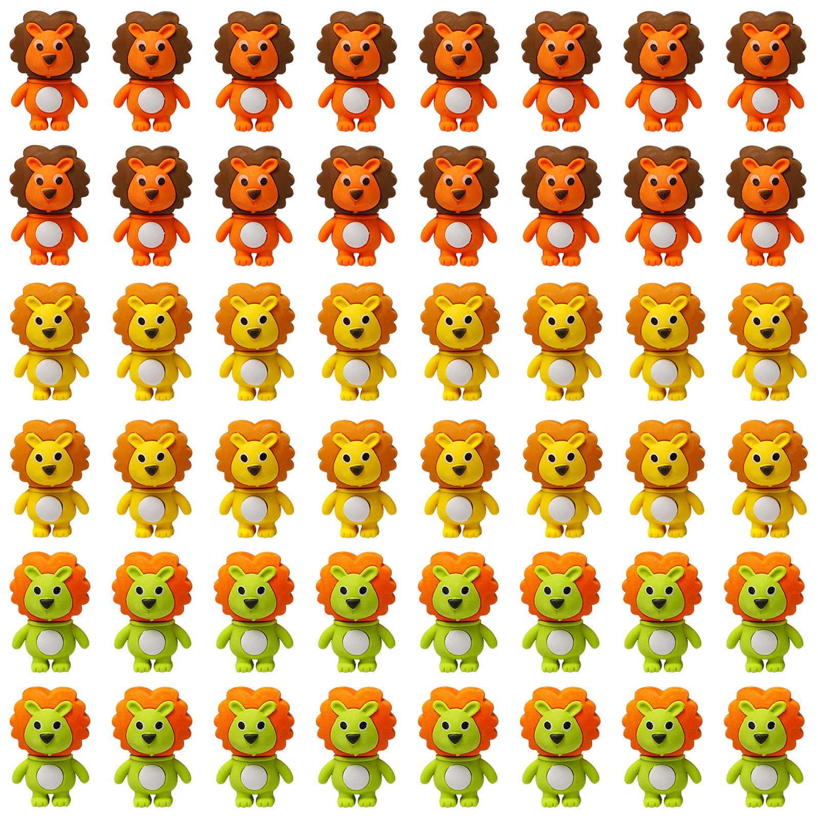 Gomme en Forme Lion Animaux 48 Pièces Amusante Détachable pour Enfants