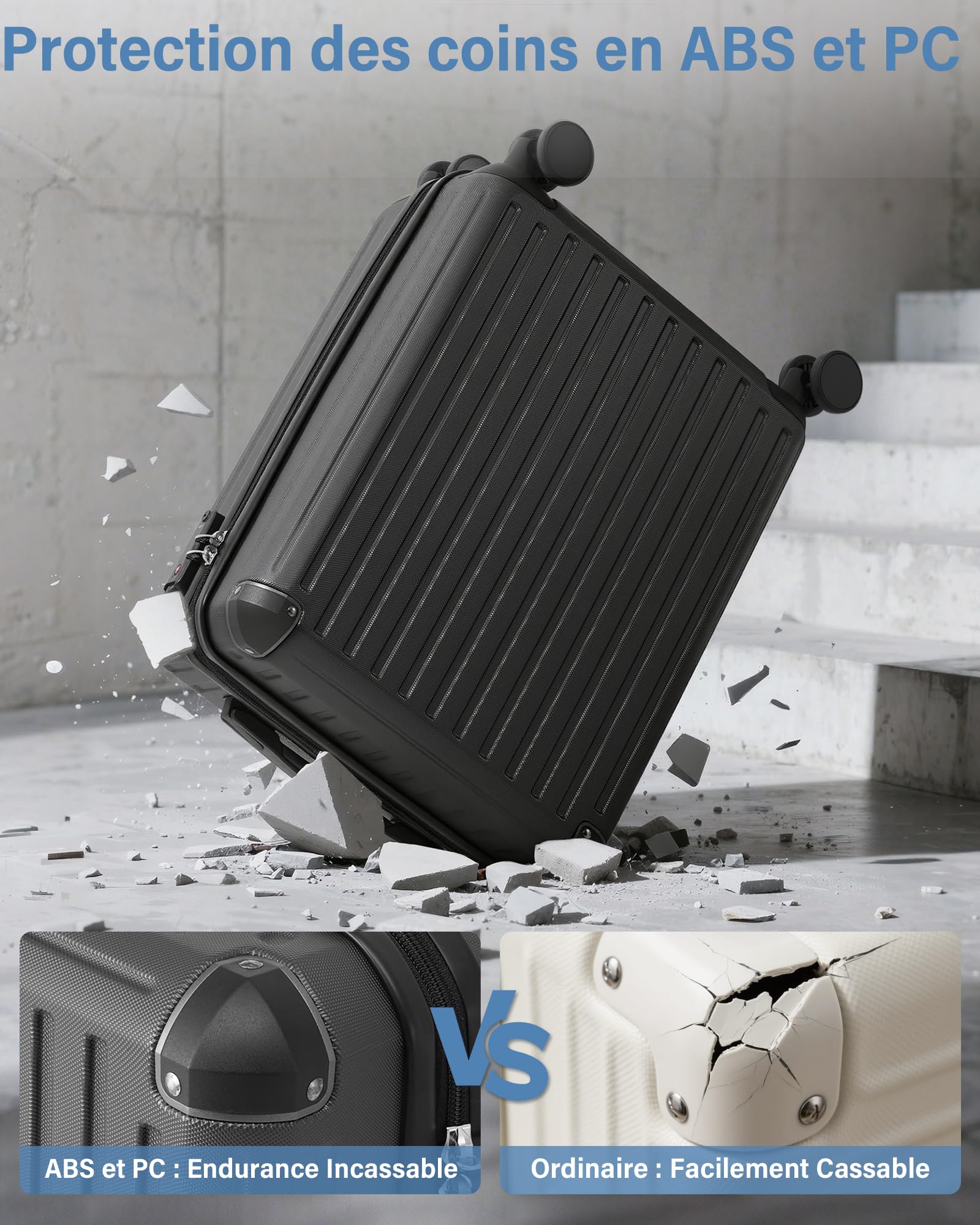 COOLIFE Ryanair Valise Cabine 55x35x20 40x20x25 20L Bagage à Main Rigide Serrure TSA 4 Roulettes Jumelées