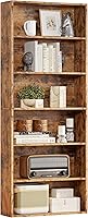 IRONCK 6-Tier Industrial Bookcase 70" Tall Vintage Brown Bookshelf - Sturdy MDF Storage Display for Home Office Living Room