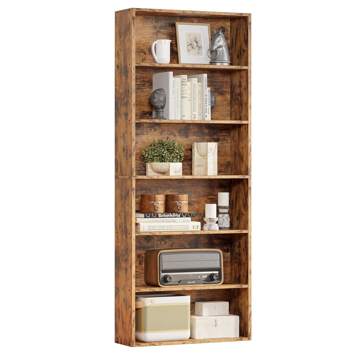 IRONCK Industrial Bookshelves and Bookcases Floor Standing 6 Shelf Display Storage Shelves 70 in Tall Bookcase Home Decor