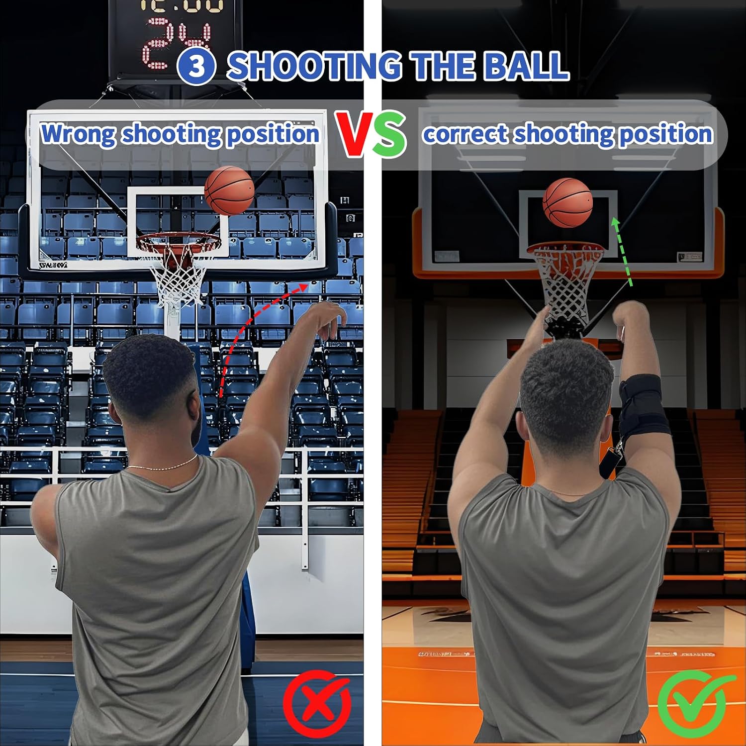 Adjustable Basketball Straight Shooter, Basketball Shooting Training Equipment, Keeps Elbow in and Follow Thru Straight - Padded Elbow Support & Waist Strap for Stability Improves Shooting Form