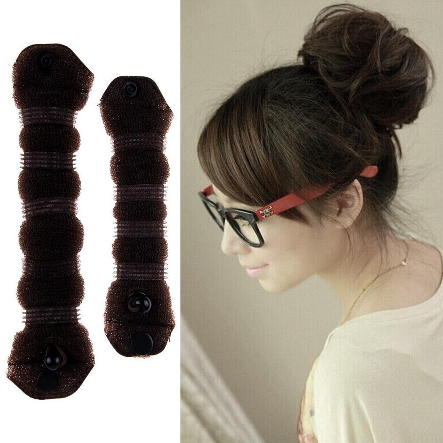 HiBaby Fashion Sponge Hair Accessories Styling Donut Bun Maker Magic Former Ring Shaper Styler (Brown) : Beauty & Personal Care