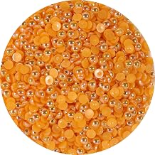 Flatback Half Round Pearls for Crafting Nail Art,AB Color Pearl Beads for Women Girls DIY Face Makeup Jewelry Clothes Shoes Dress,Imitation Loose Pearl Beads Gems Orange, 6mm