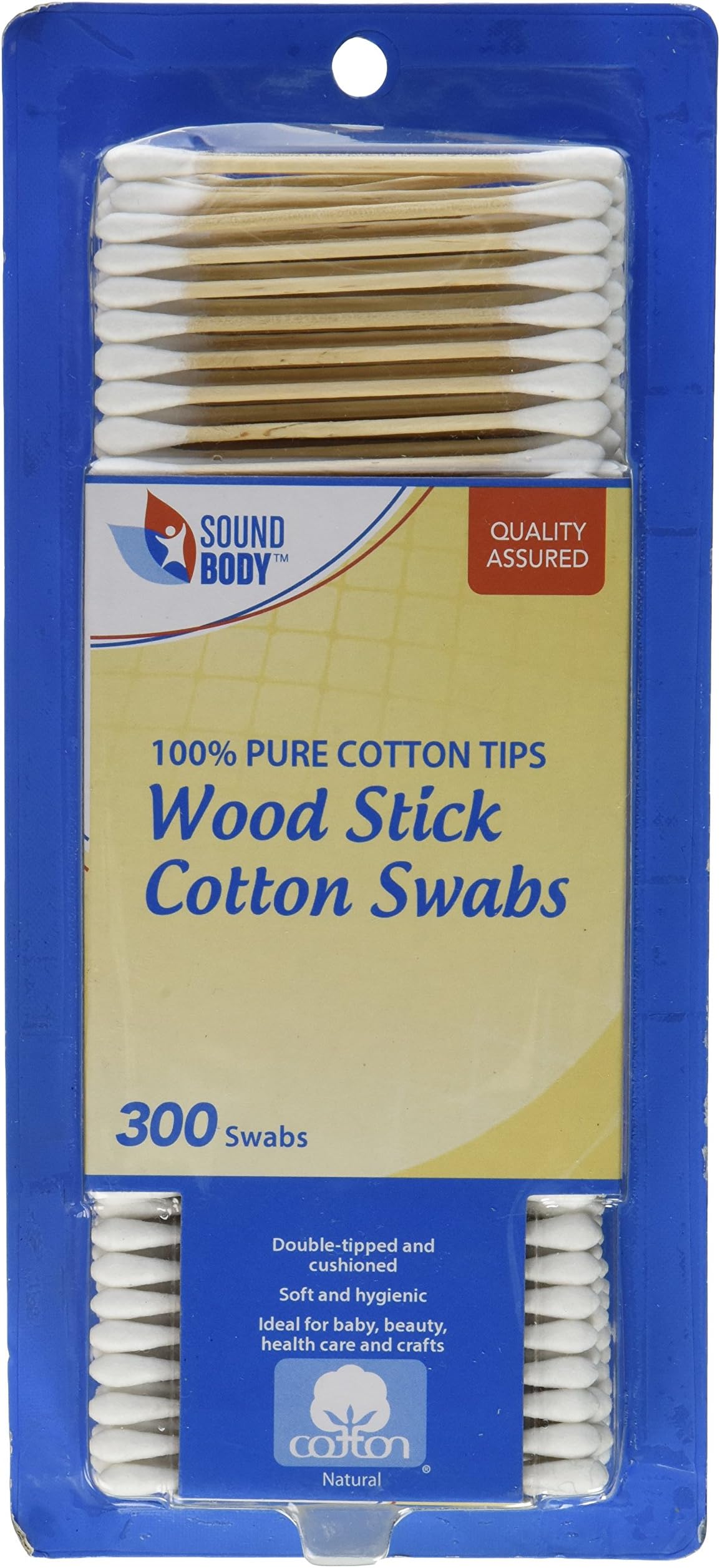 Wood Stick Cotton Swabs 300 Ct Each (3 Pack)