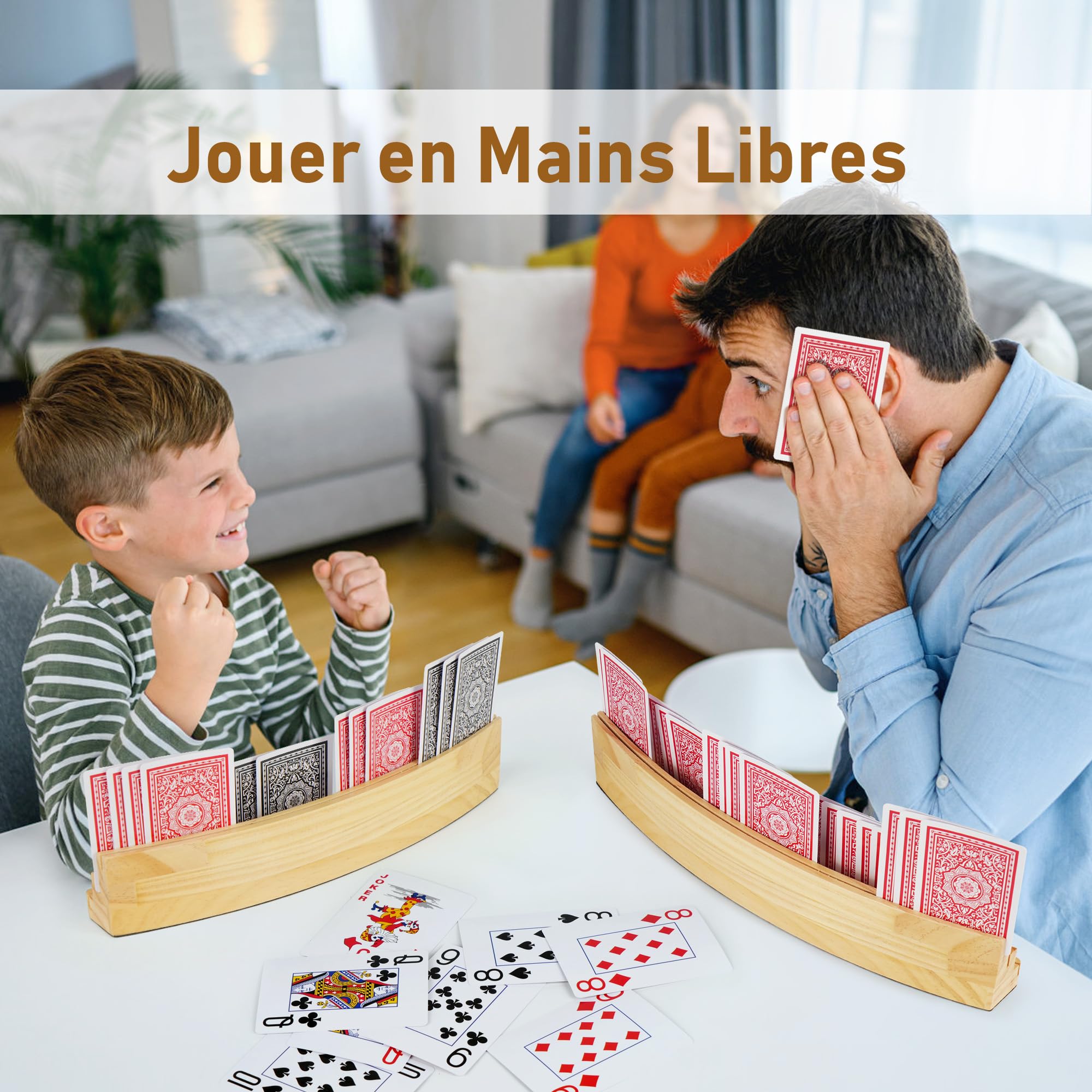 LotFancy Lot de 2 porte-cartes en bois pour enfants - 3 niveaux - Pour personnes âgées