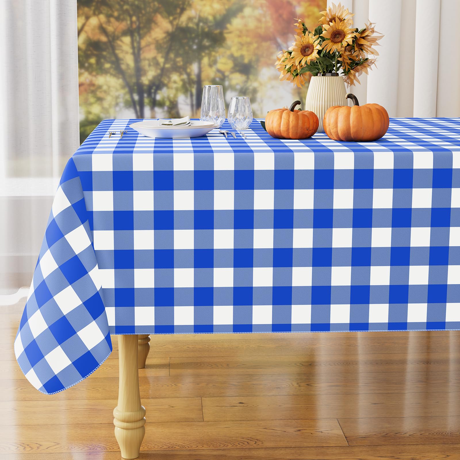 misaya Square Waterproof Vinyl Table Cloth, Flannel Backed Tablecloth