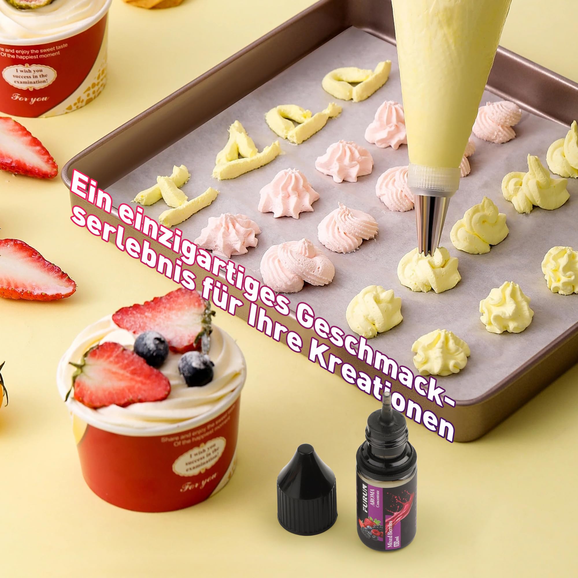 FURUN Koncentrat aromatyczny 5 x 10 ml, aromat spożywczy, łatwe mieszanie, do gotowania, pieczenia, w żywności i napojach