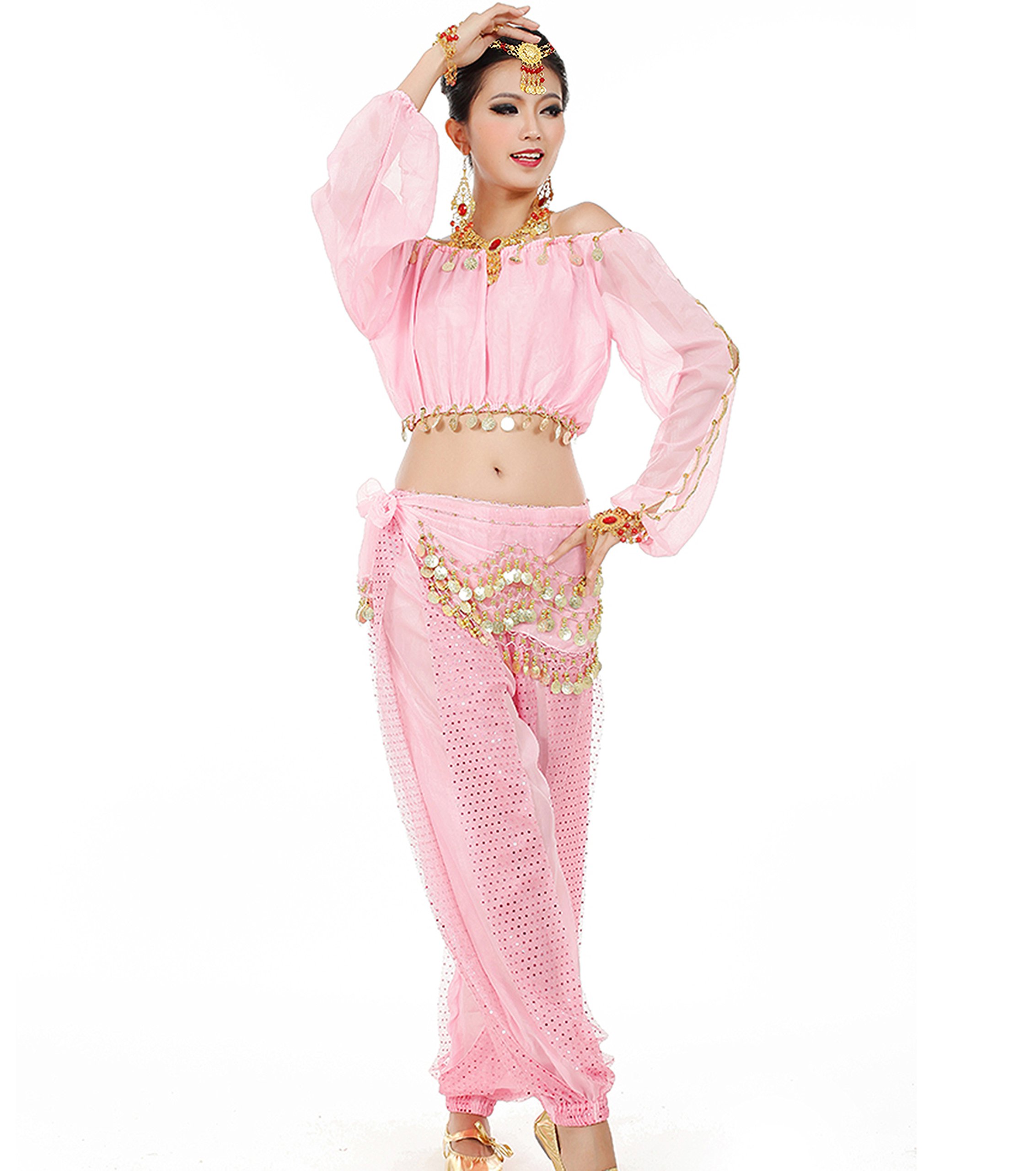Astage Mujeres Danza Del Vientre Disfraz Active Wear Top Pantalones Cinturón Conjunto