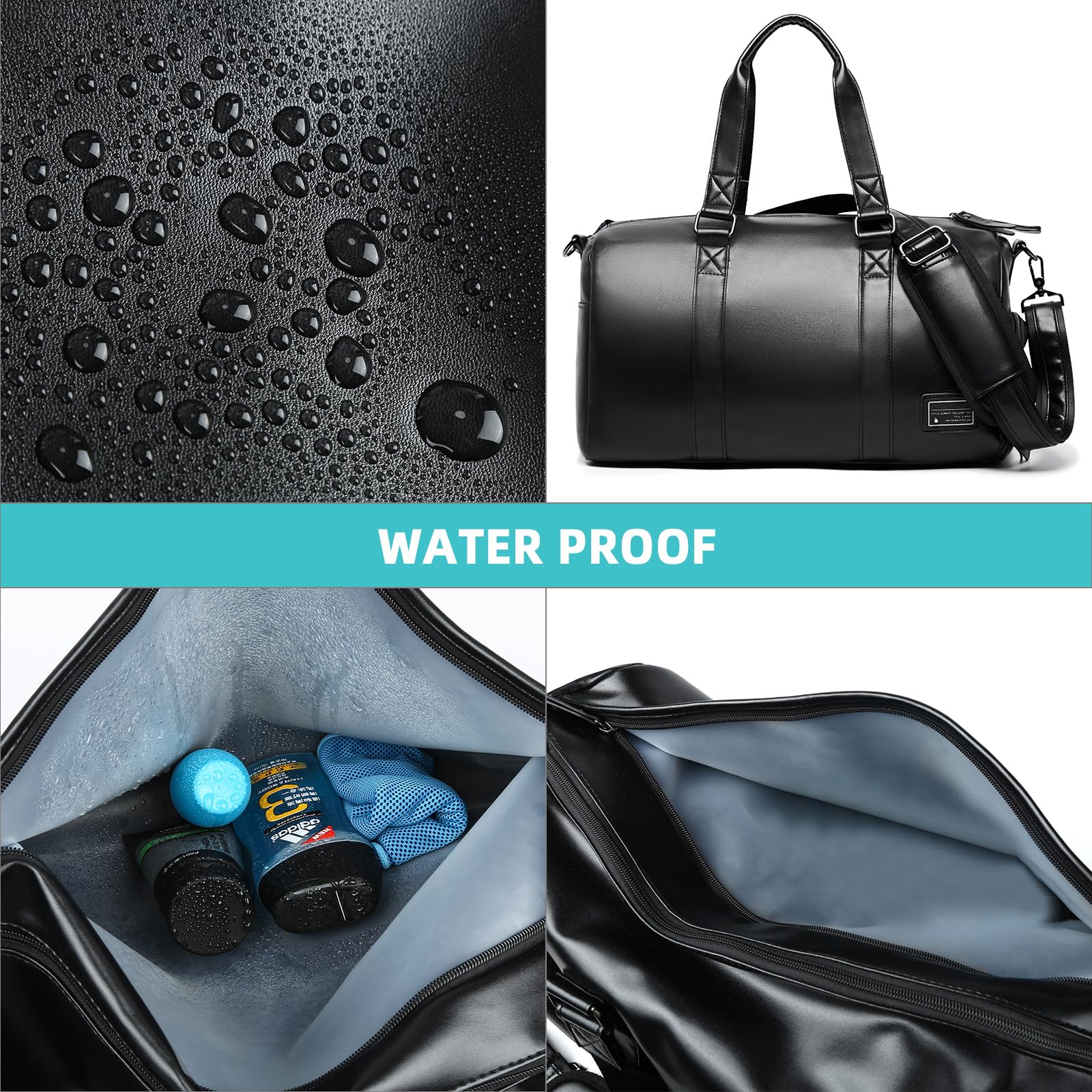 Mochila de Viaje y Gimnasio para Hombre PU Impermeable 32L, Compartimento para Zapatos, Ideal para Deportes, Camping, Viajes Cortos o de Negocios – Ligera, Resistente y con Diseño Moderno