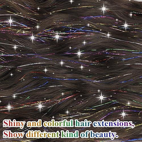 Miniatura 10 de Extensiones de cabello marrón con clip para mujer, 7 unidades, extensiones de cabello largo y rizado, extensiones de cabello largo y grueso,