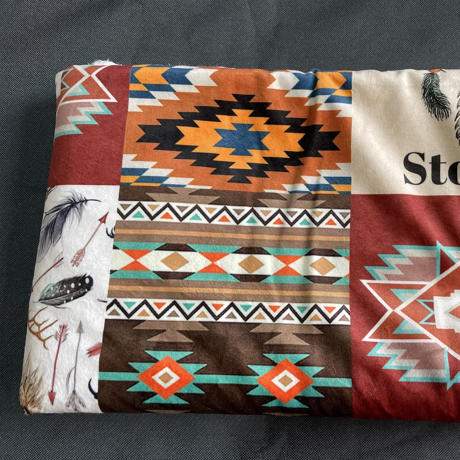 Western Baby Blankets Personalized - Dreamcatcher Horses Blanket - Native American Aztec Pattern - Soft Minky Sherpa Throws and Blankets Decor for Crib and Bedding