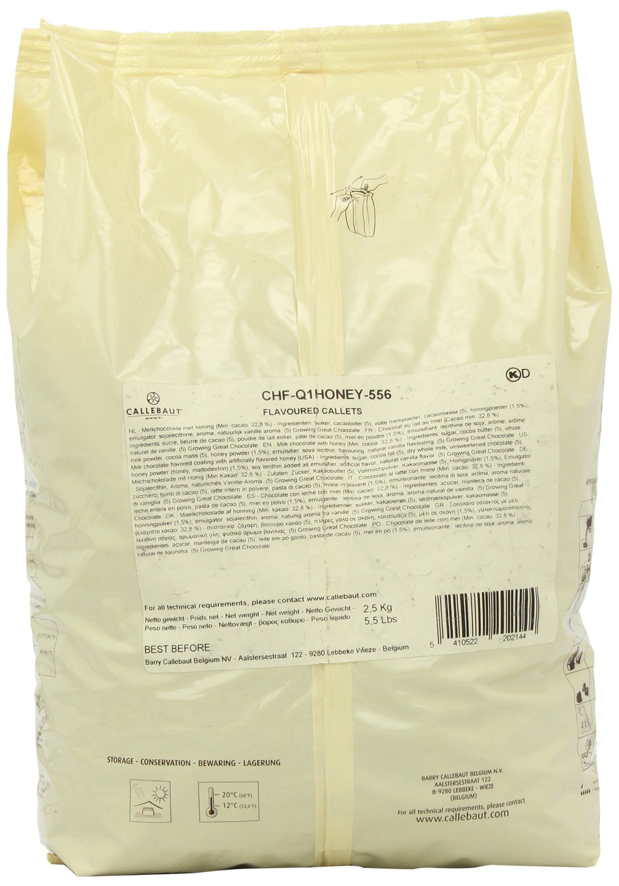 Vollmilch, mit Honig, Callets, 32,8% Kakao, 2,5 kg