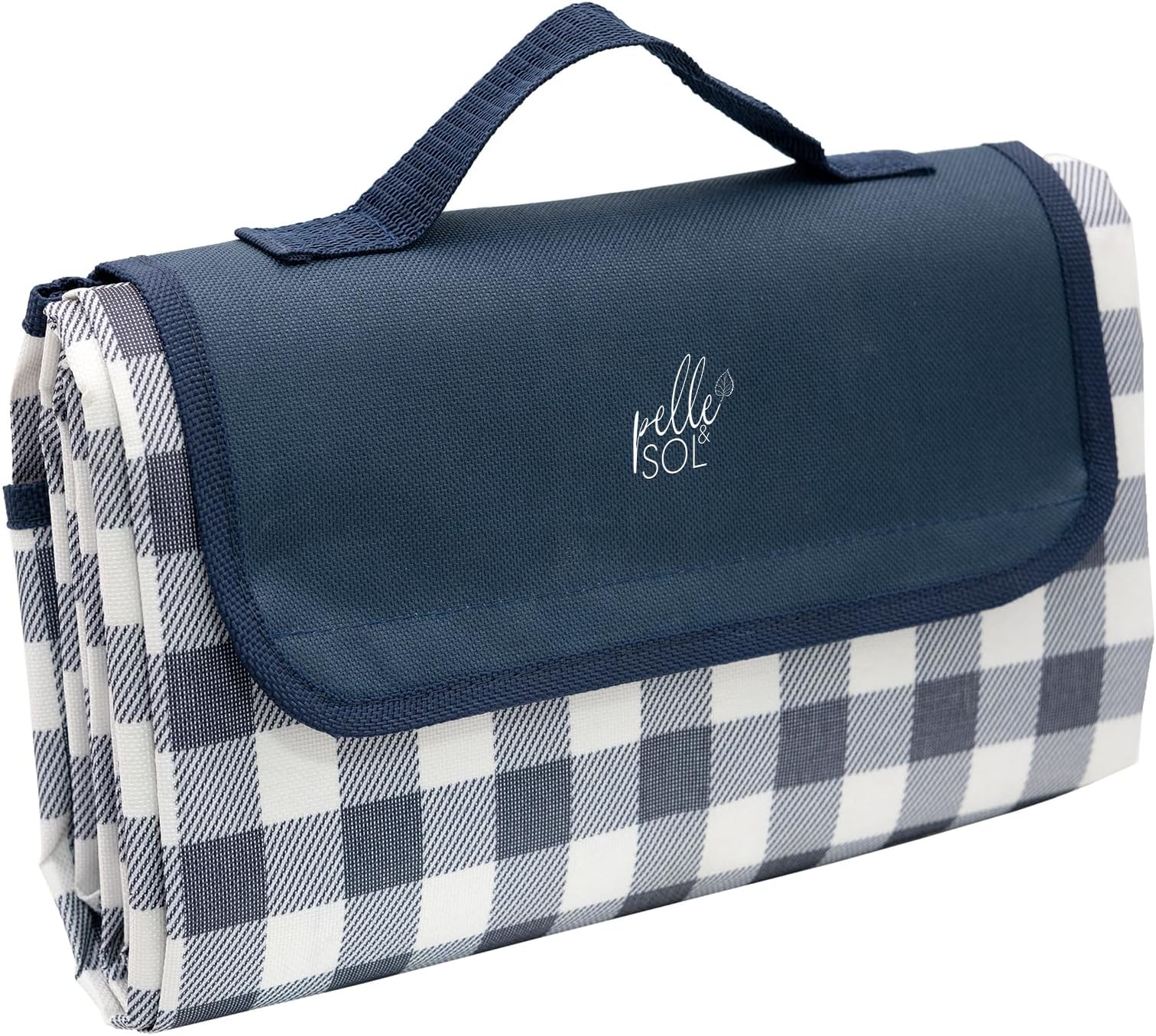 Pelle & Sol Picnic Blanket Waterproof, 200x140CM Foldable Picnic Mat - Outdoor Beach Blanket - Slip Resistant w/Carrying Handle - Sandproof & Washable Beach Mat for Garden, Hiking, Camping
