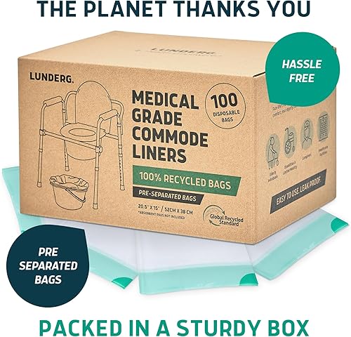 Miniatura 16 de Lunderg Commode Liners - Paquete económico de 100 unidades de ajuste universal - Forros de cabecera de grado médico desechables para silla cómoda